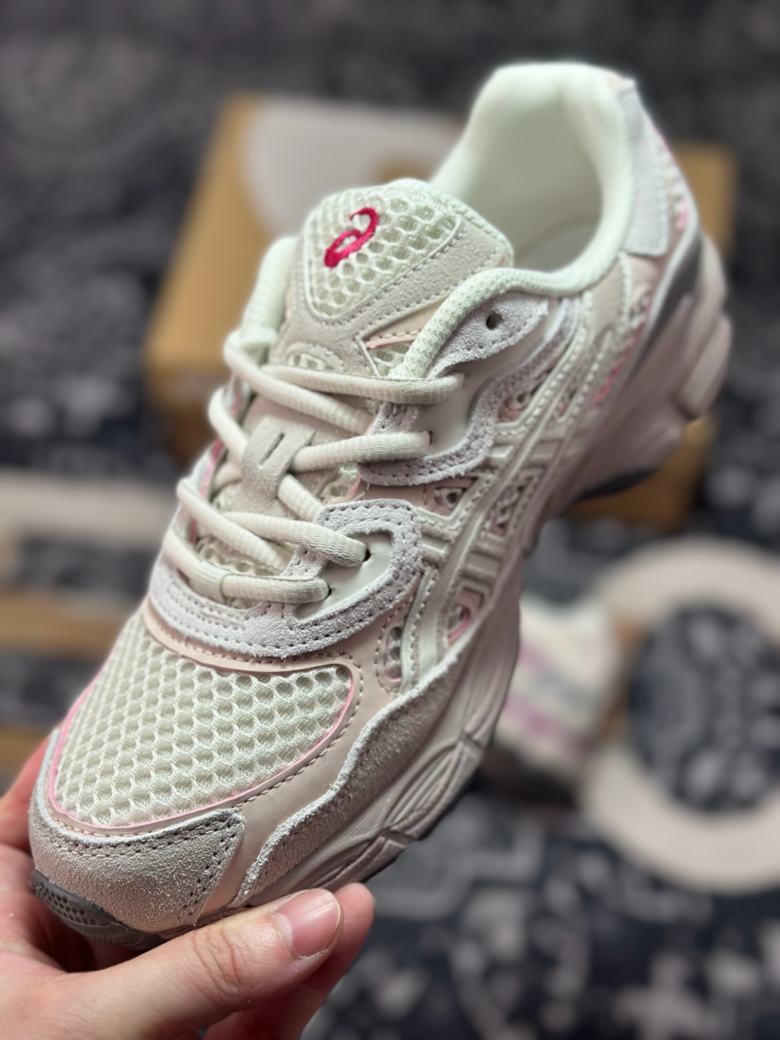 亚瑟士/Asics Gel-NYC 系列低帮复古休闲运动慢跑鞋“沙米灰玫红”1203A372-100