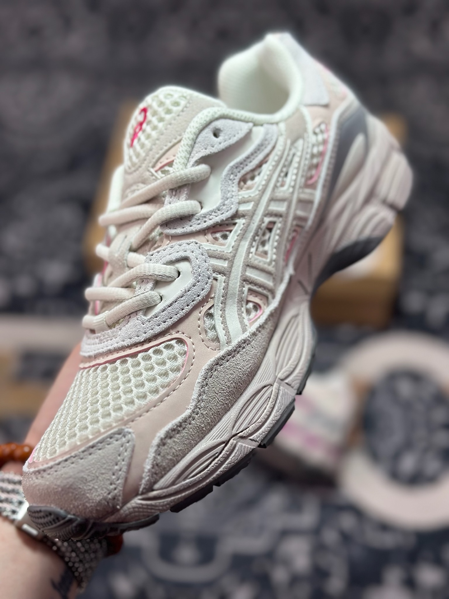 亚瑟士/Asics Gel-NYC 系列低帮复古休闲运动慢跑鞋“沙米灰玫红”1203A372-100