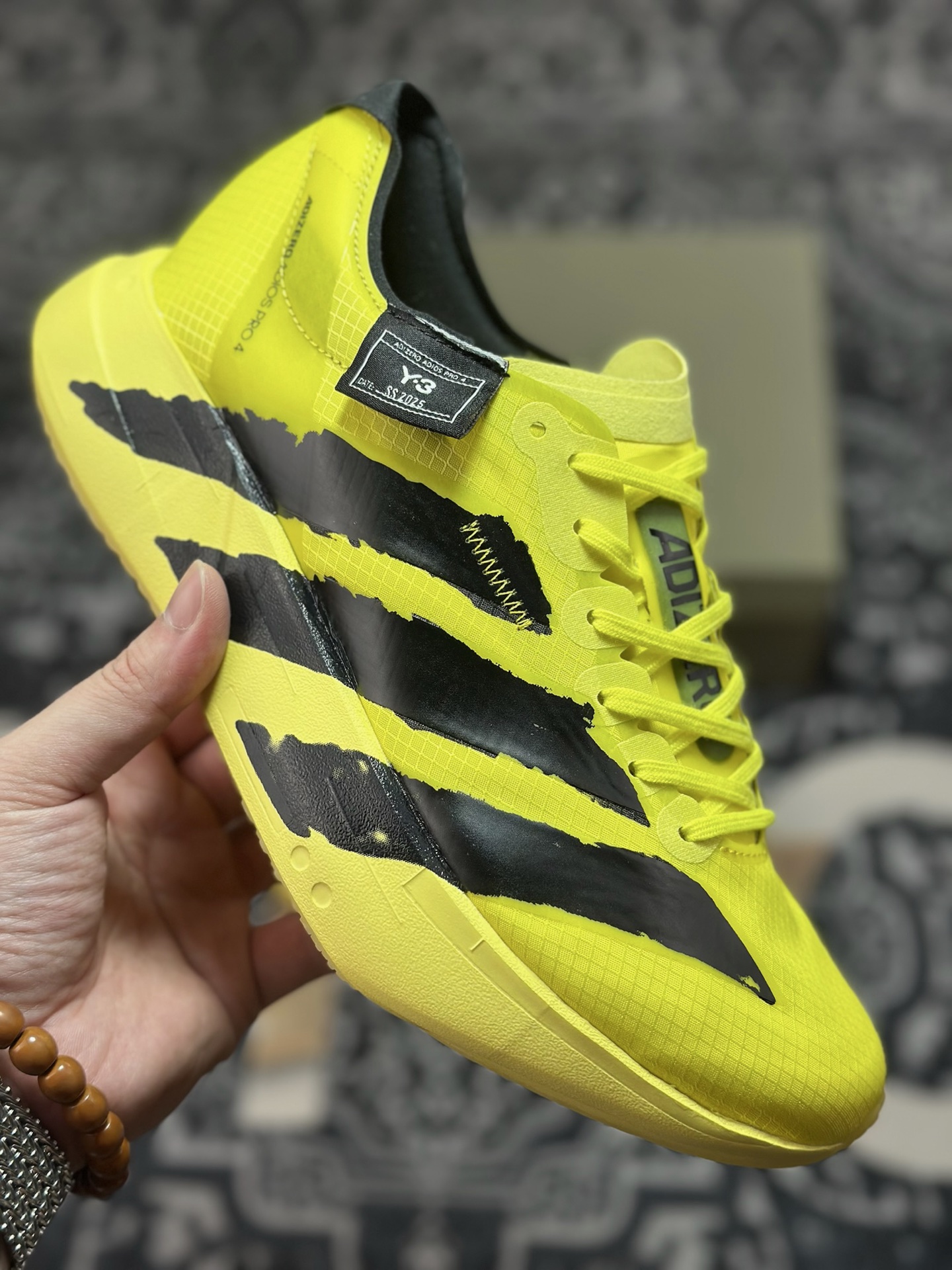 A8220 Adidas Y-3 Adizero Adios Pro Evo 4”Alumina Cinder”零度低帮轻便透气竞速休闲运动慢跑鞋“l联名黑黄” JR6659