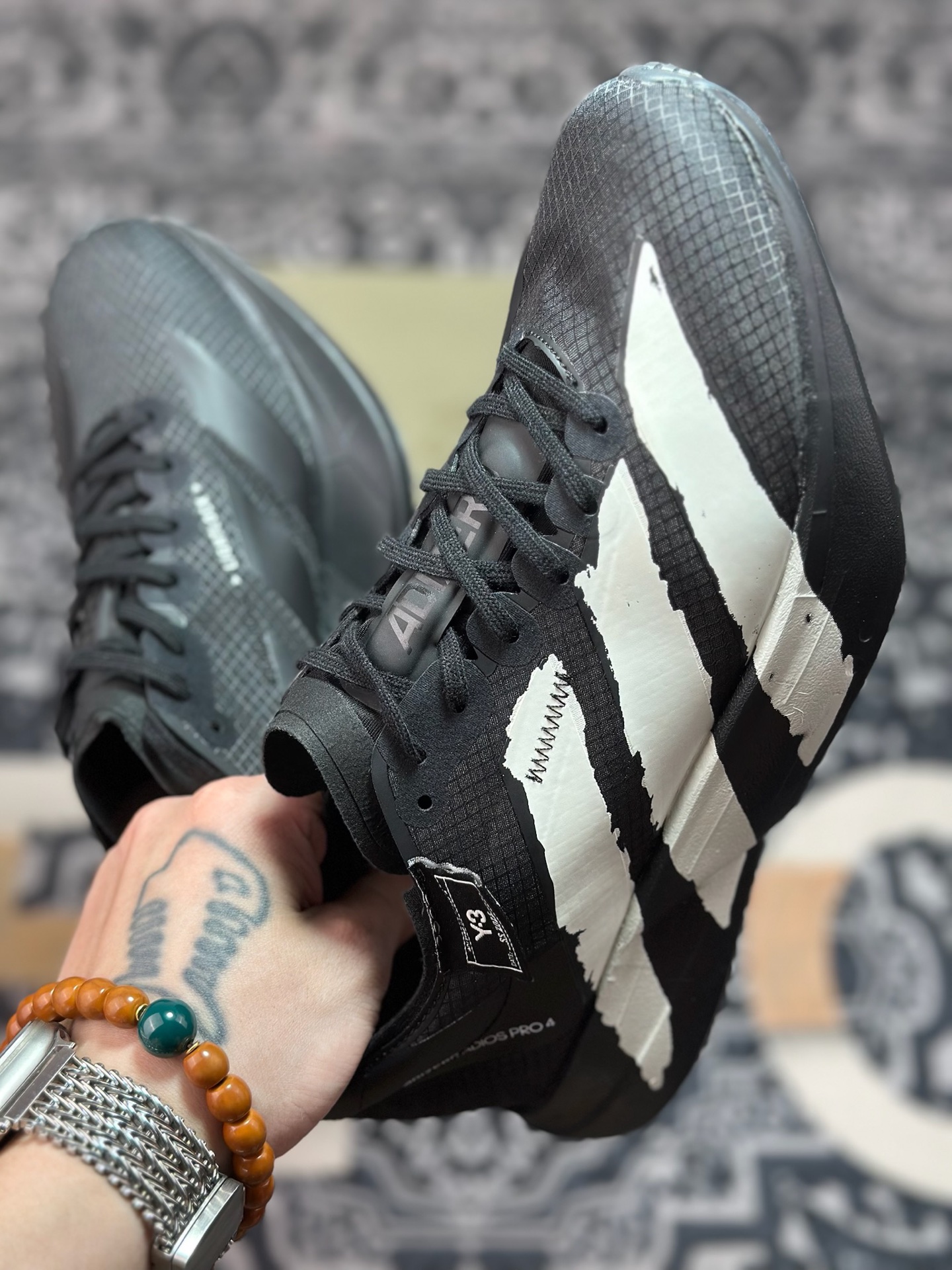 A8220 Adidas Y-3 Adizero Adios Pro Evo 4”Alumina Cinder”零度透气竞速休闲运动慢跑鞋“l联名黑白” JR6655