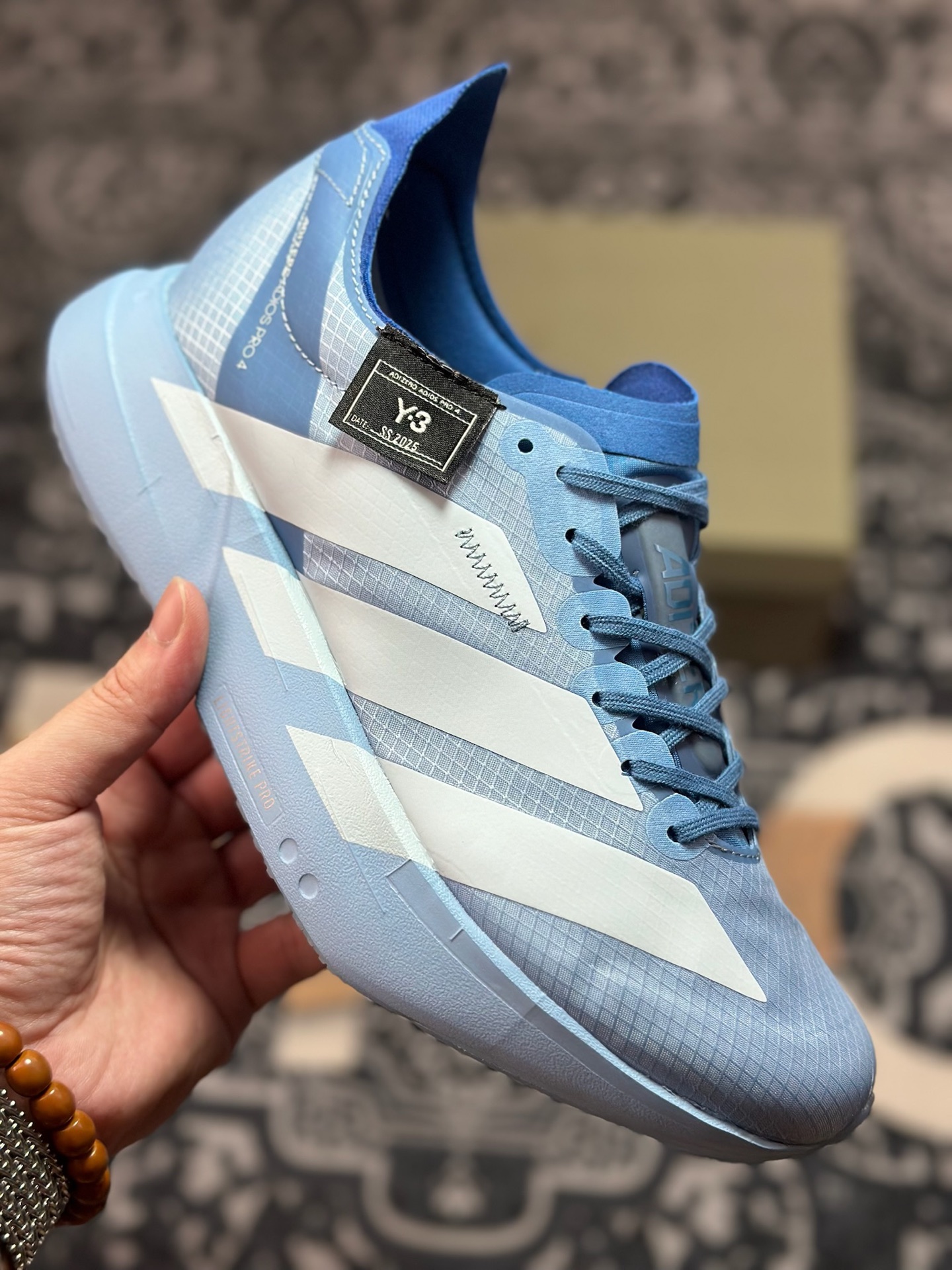 A8220 Adidas Y-3 Adizero Adios Pro Evo 4”Alumina Cinder”零度透气竞速休闲运动慢跑鞋“l联名蓝白” JS3148