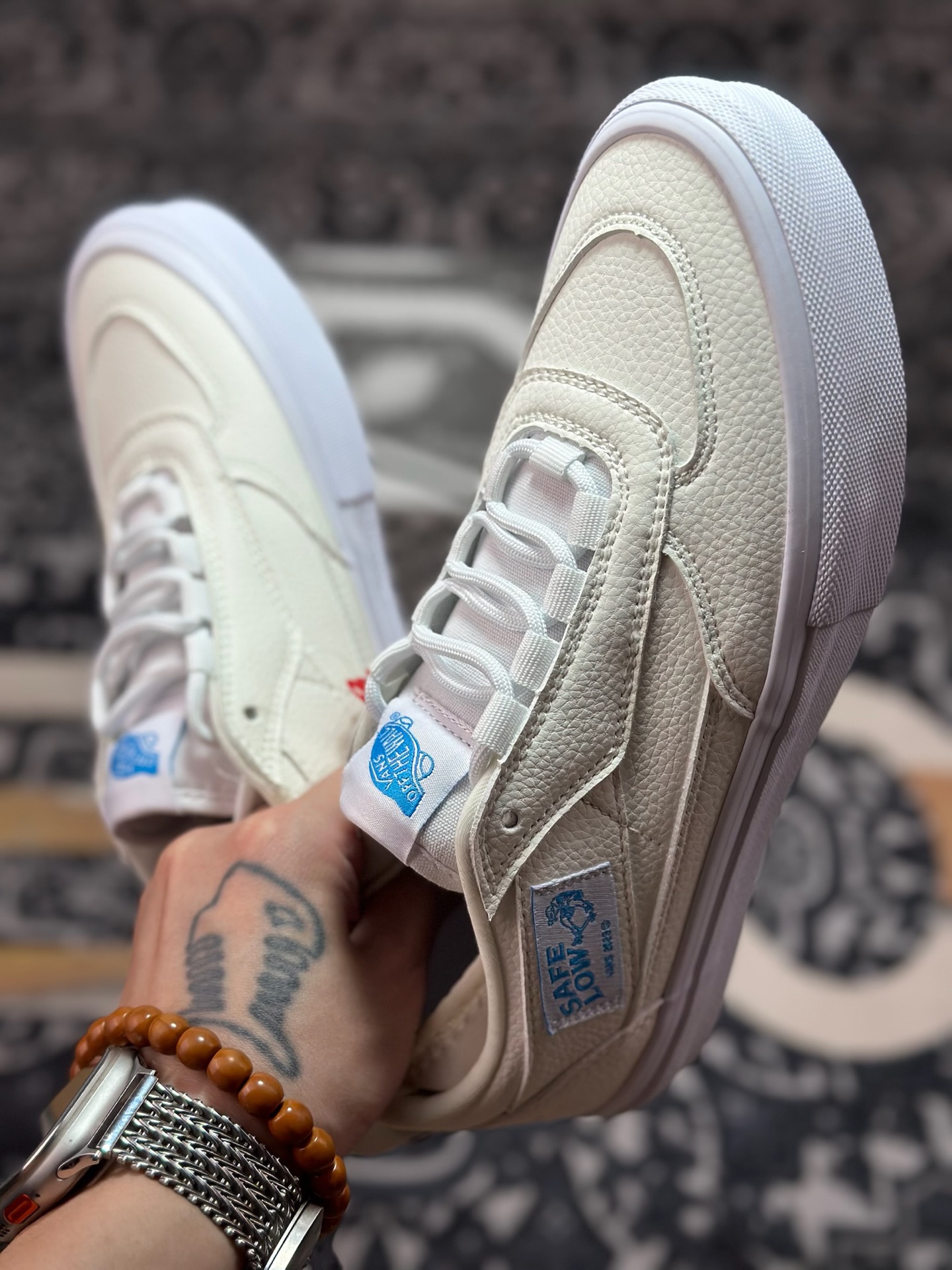 A6180 真标 Vans Skate Safe Low 白色荔枝皮 轻便舒适百搭休闲滑板鞋