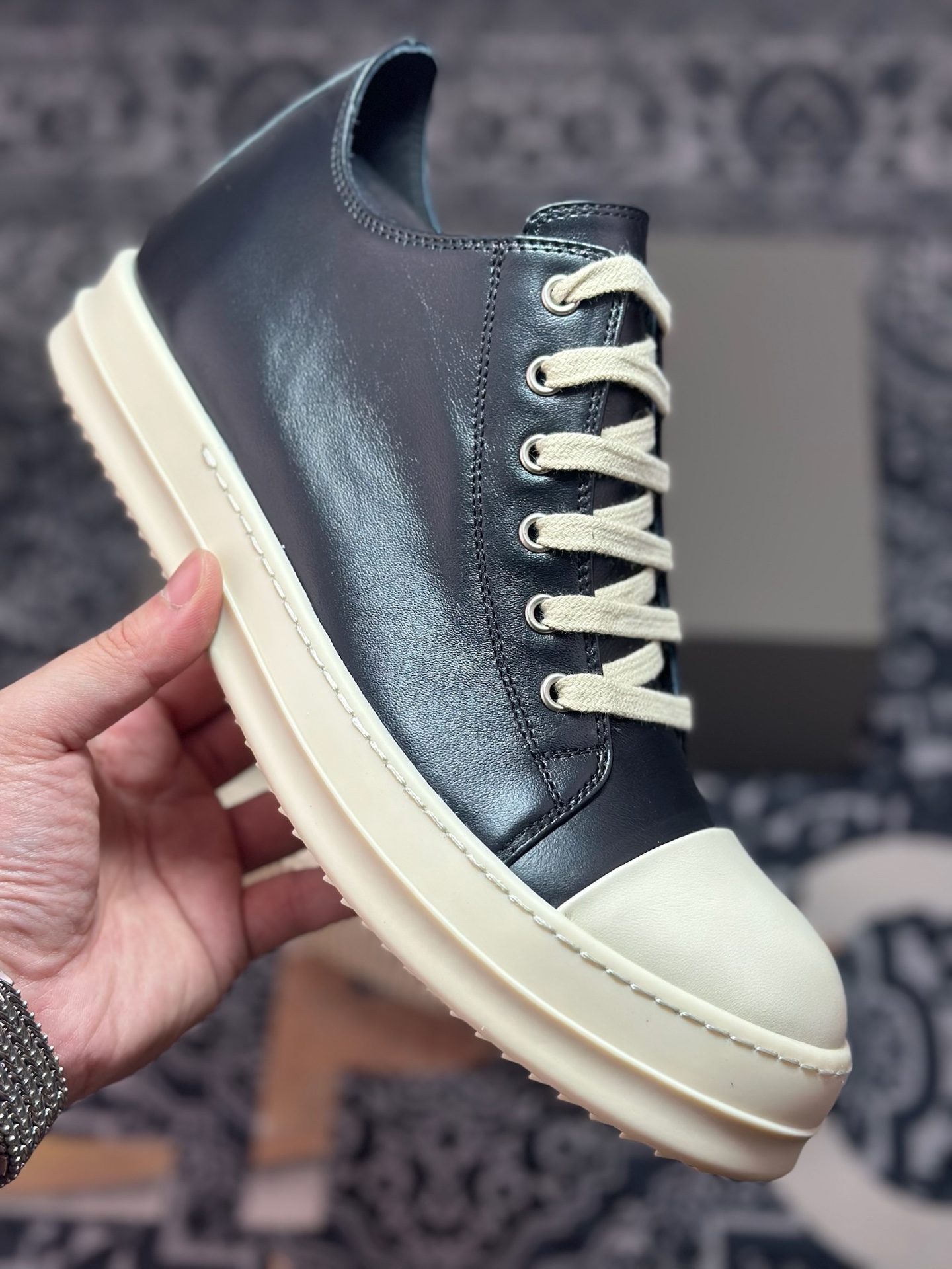 优选 原装级别 市售最高版 New # Rickowens 瑞克 欧文斯 西瓜头 低帮高街休闲板鞋