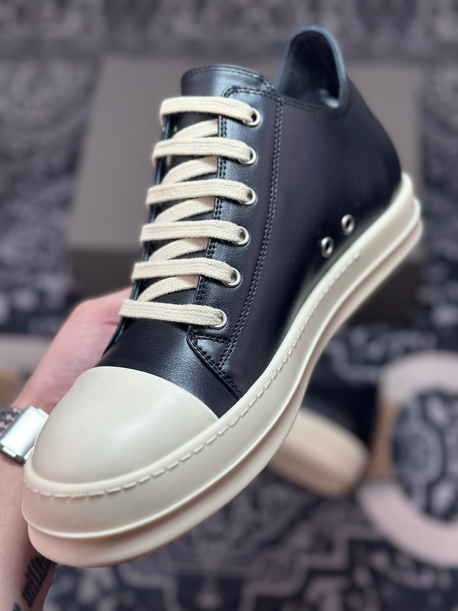 优选 原装级别 市售最高版 New # Rickowens 瑞克 欧文斯 西瓜头 低帮高街休闲板鞋