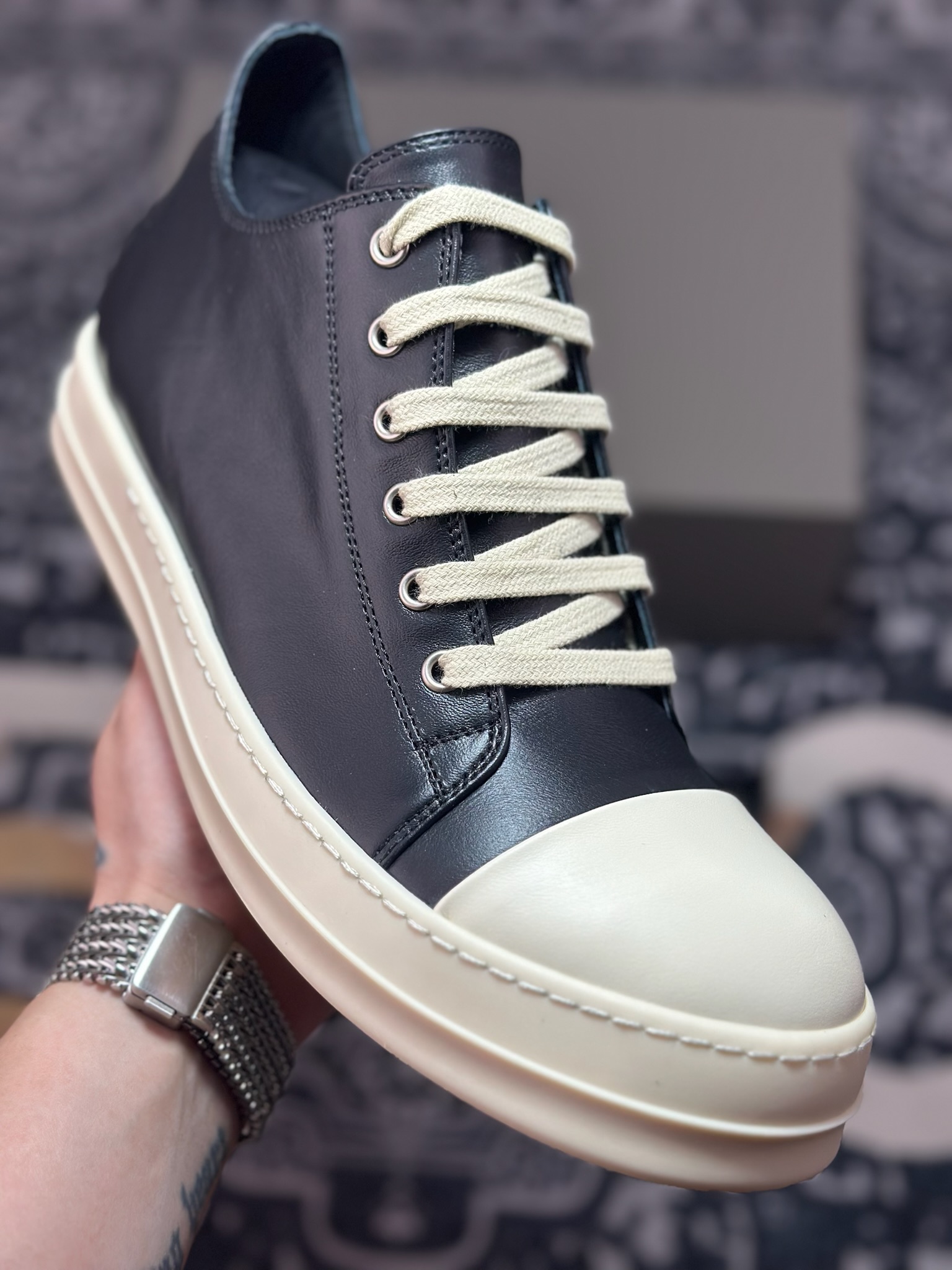 优选 原装级别 市售最高版 New # Rickowens 瑞克 欧文斯 西瓜头 低帮高街休闲板鞋