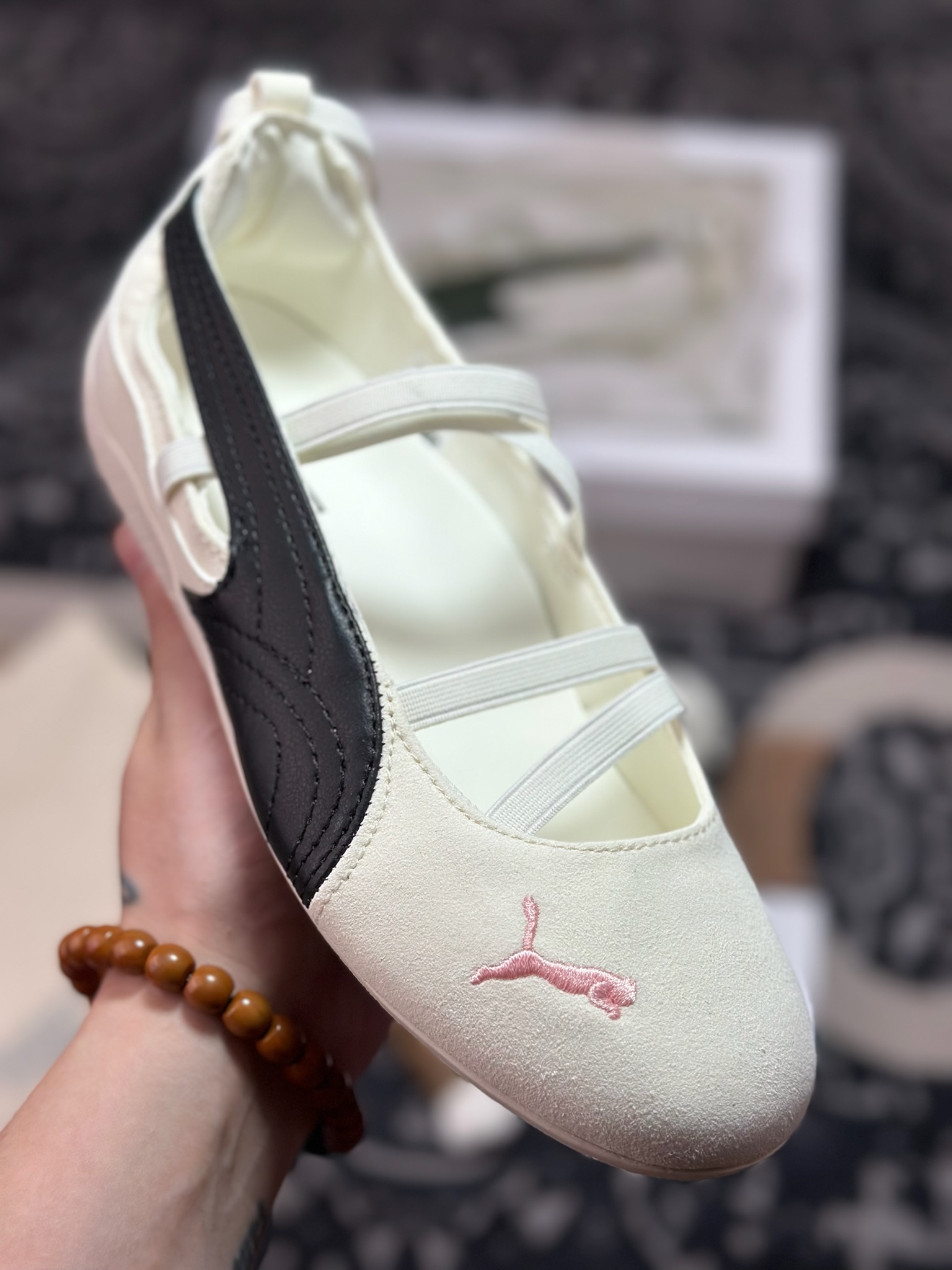 原装级别 Rose x Puma speedcat 彪马 舒适百搭芭蕾绑带镂空甜美设计感撞色 芭蕾鞋 404395-01