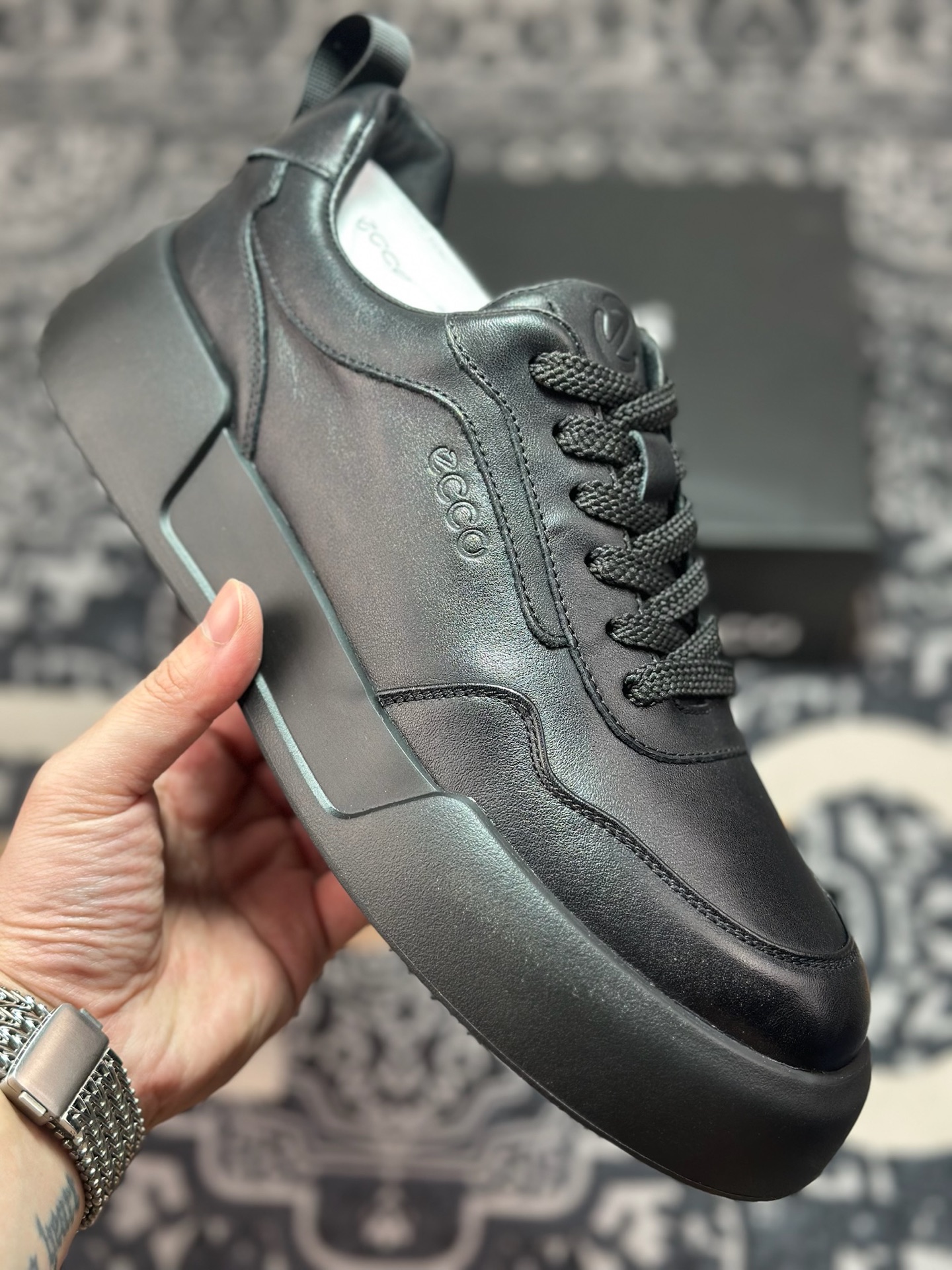 原装级别 ECCO爱步休闲鞋男 25年新款真皮系带舒适板鞋