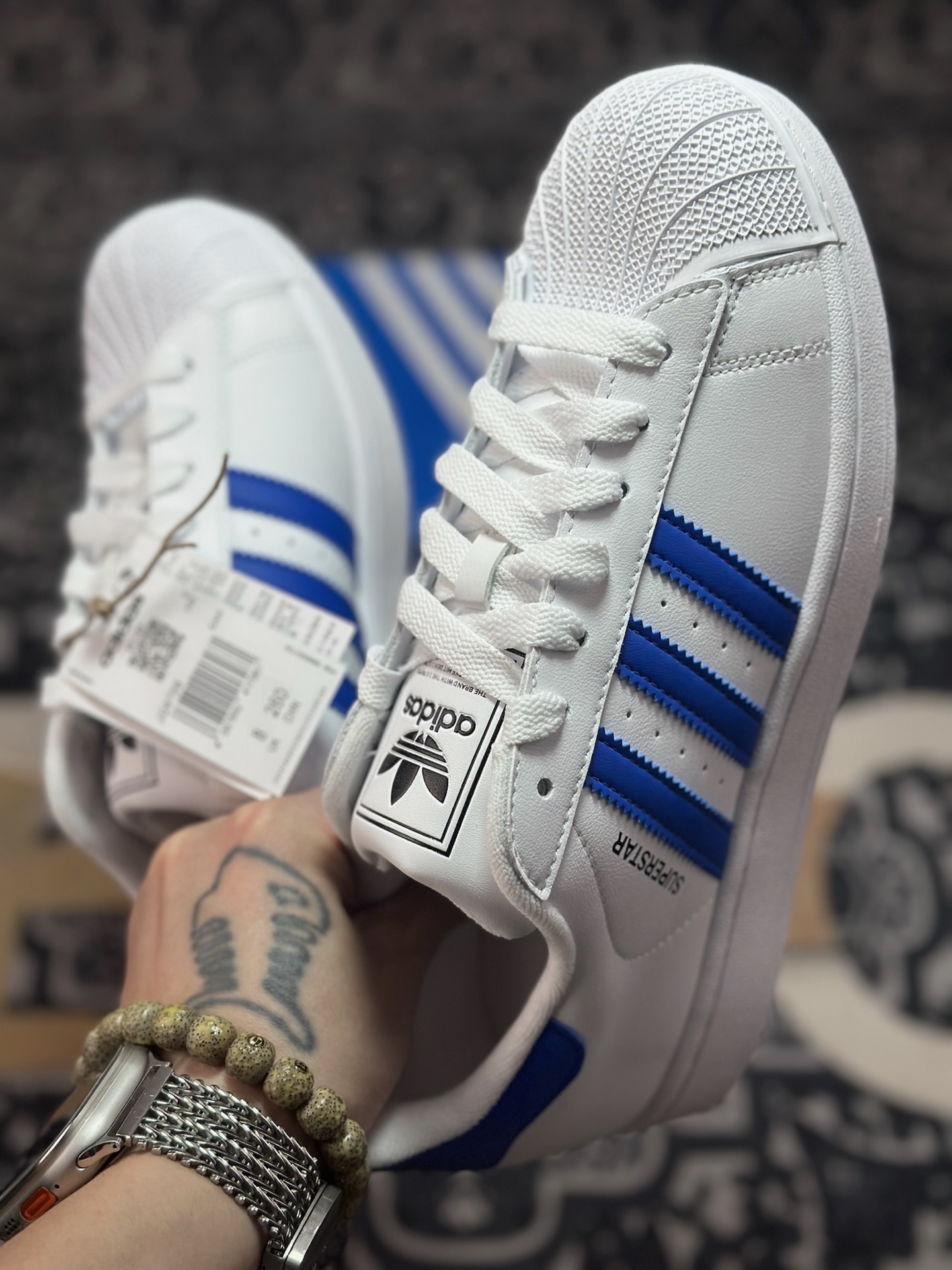 A4170 原装级别 Adidas Originals Super 三叶草经典黑标系列复古贝壳头 JQ4729