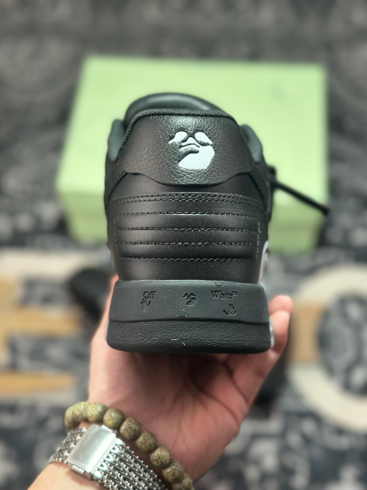 C2350 Off-White c/o Virgil Abloh Out Of Office Low- Leather Sneakers”OOO”系列低帮复古百搭休闲运动板鞋“皮革全黑箭头”OMIA189F23LEA001