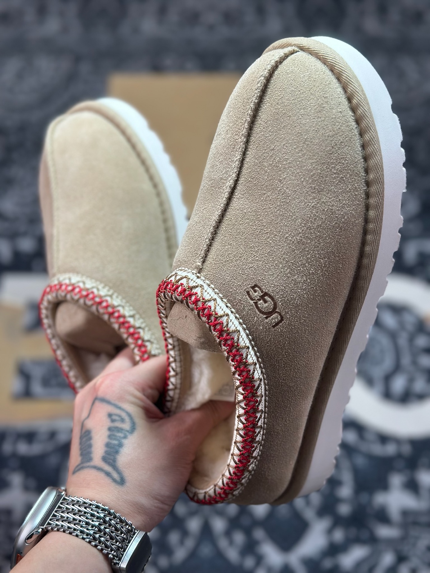 A9230 原装级别 UGG Tazz 冬季女士薄底款民族风雪地靴 沙色5955-SAND