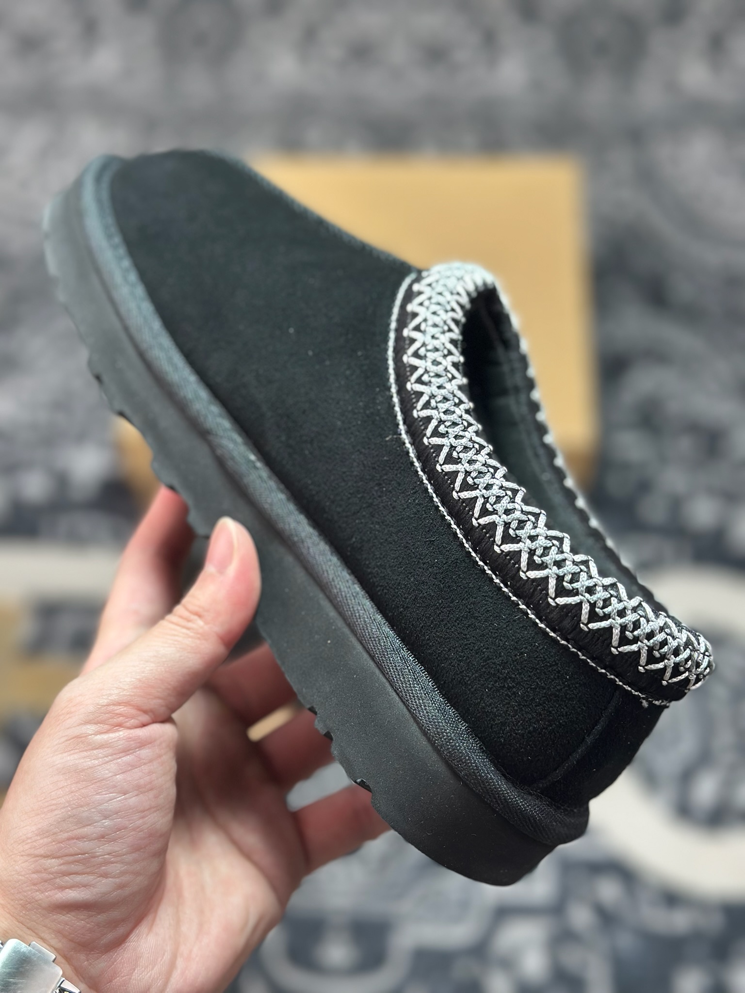 A9230 原装级别 UGG Tazz 冬季女士薄底款民族风雪地靴 黑色5955-BLK