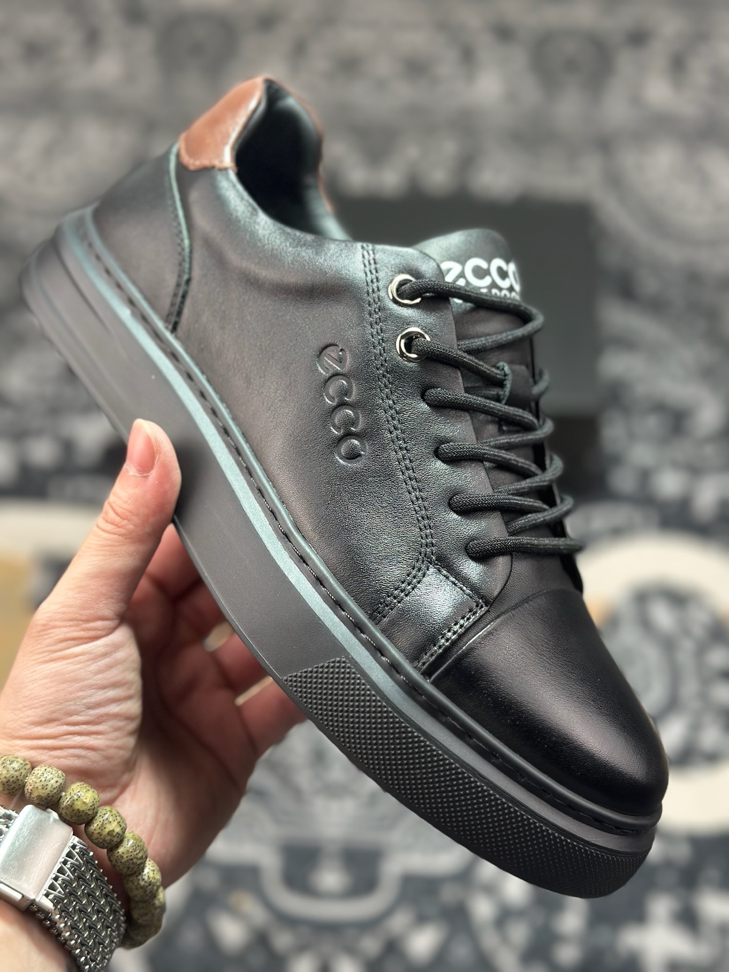 B6300 原装级别 ECCO爱步休闲鞋子男鞋 透气防水百搭休闲板鞋 柔酷7号系列经典小白鞋