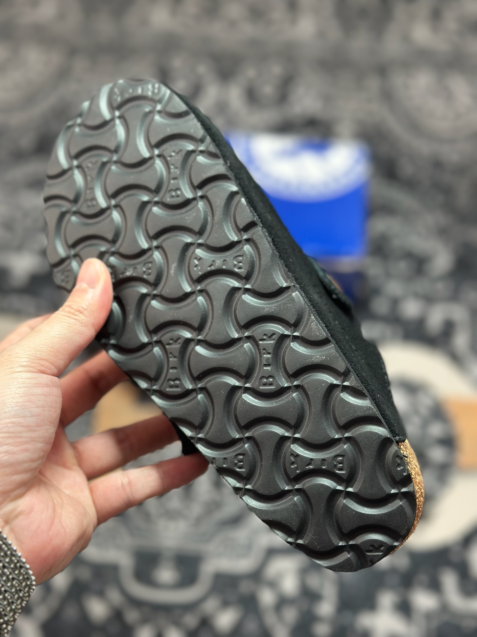 B1240 原装级别 勃肯 黑色加毛懒人拖鞋 博肯Birkenstock Birkenstock London Suede Leather 伦敦系列包头平底复古软木底休闲拖鞋