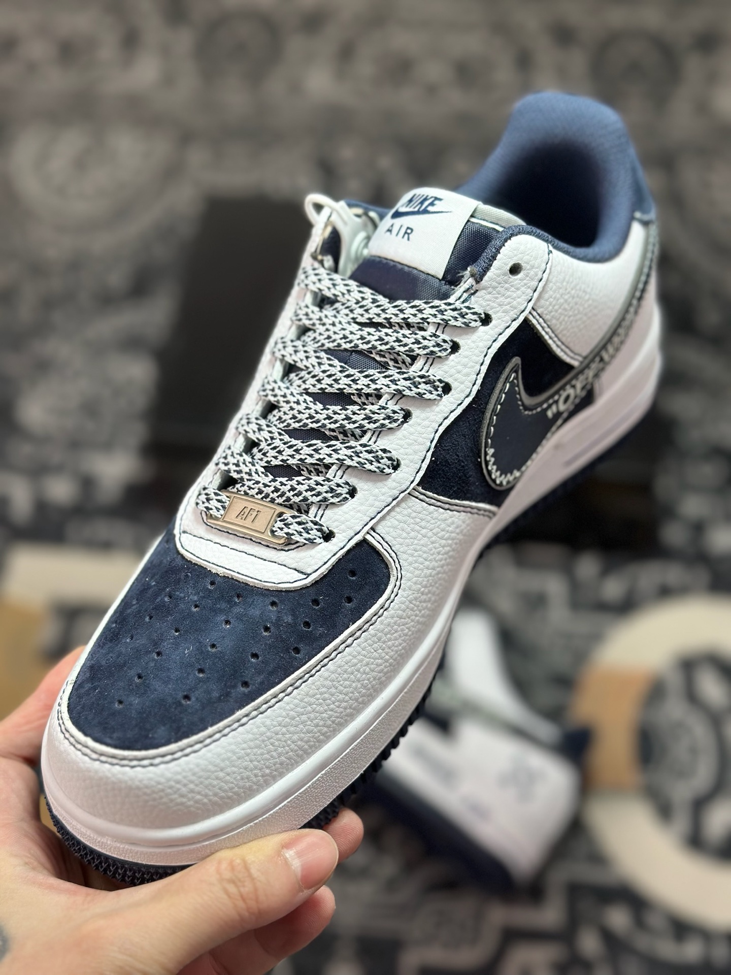 原装级别 NIke Air Force 1 '07 Low “OFF-WHITE联名——深蓝鬼脸”空军一号 低帮 运动鞋 休闲鞋 HV5999-002