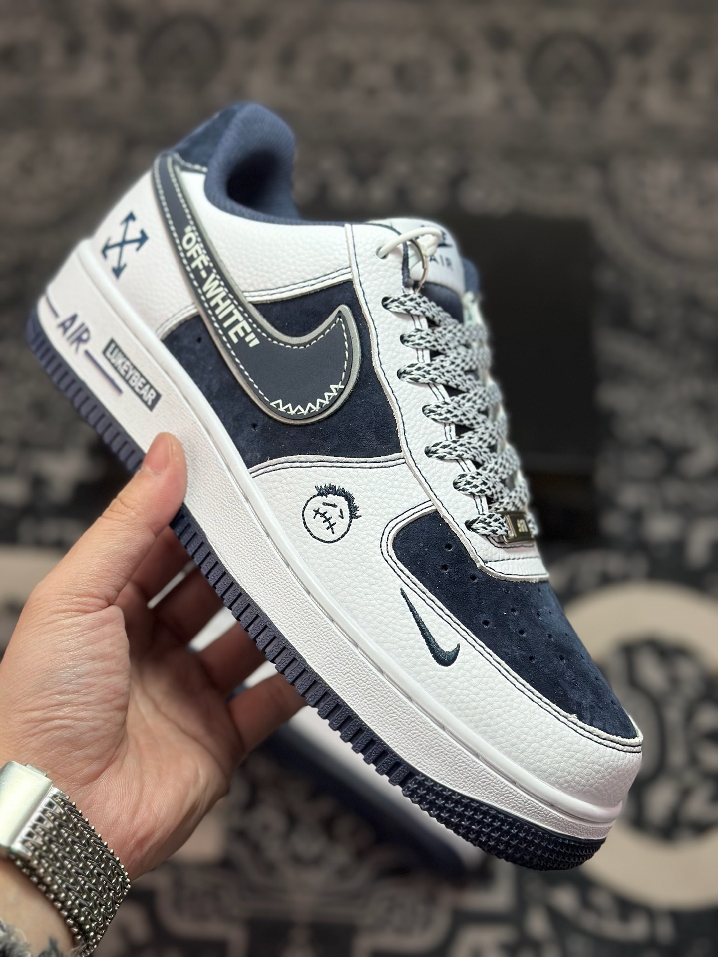 原装级别 NIke Air Force 1 '07 Low “OFF-WHITE联名——深蓝鬼脸”空军一号 低帮 运动鞋 休闲鞋 HV5999-002