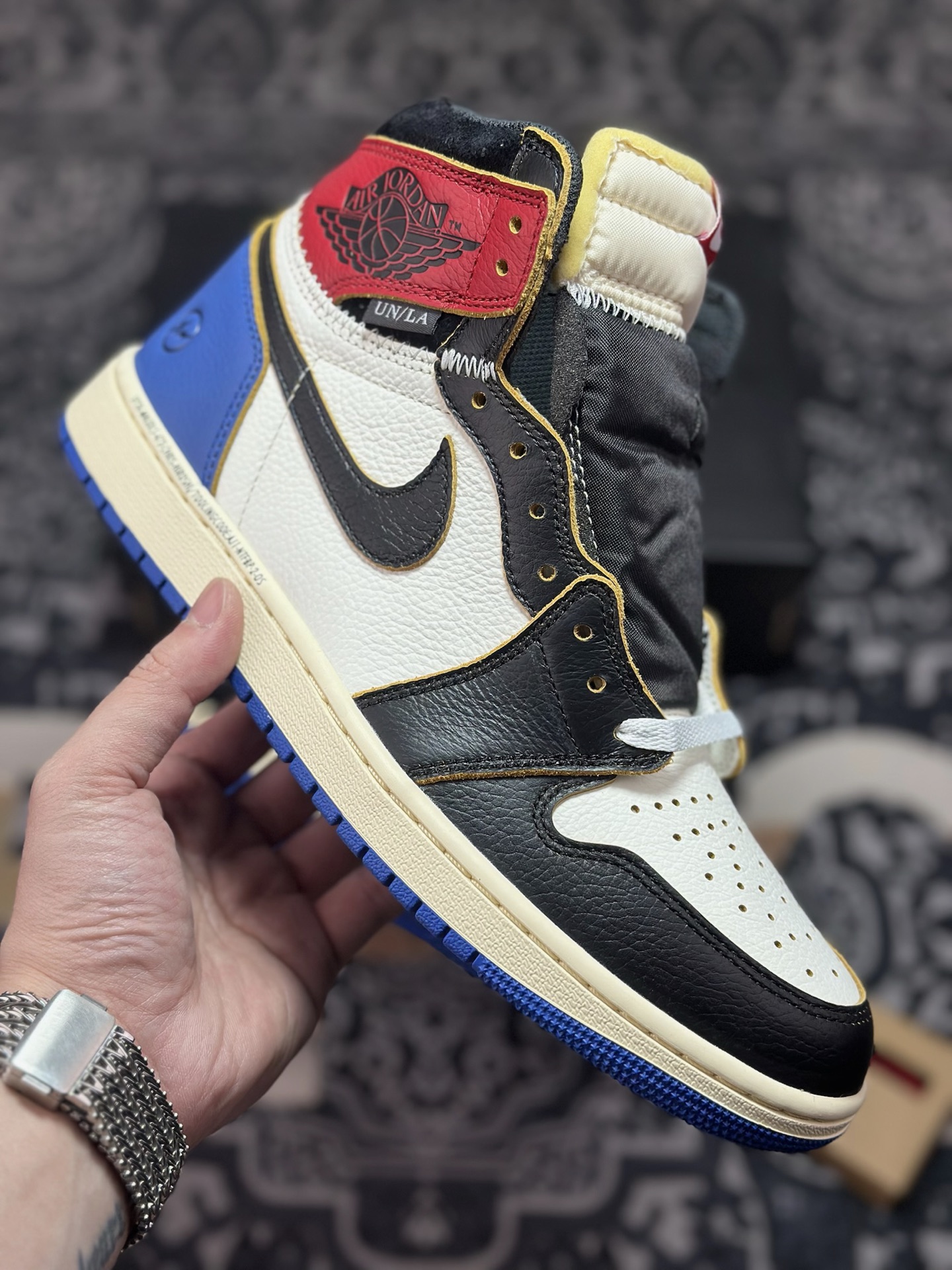 优选 原装级别Union LA x Fragment Design x Jordan Air Jordan 1 High 黑白蓝 IO7847-002