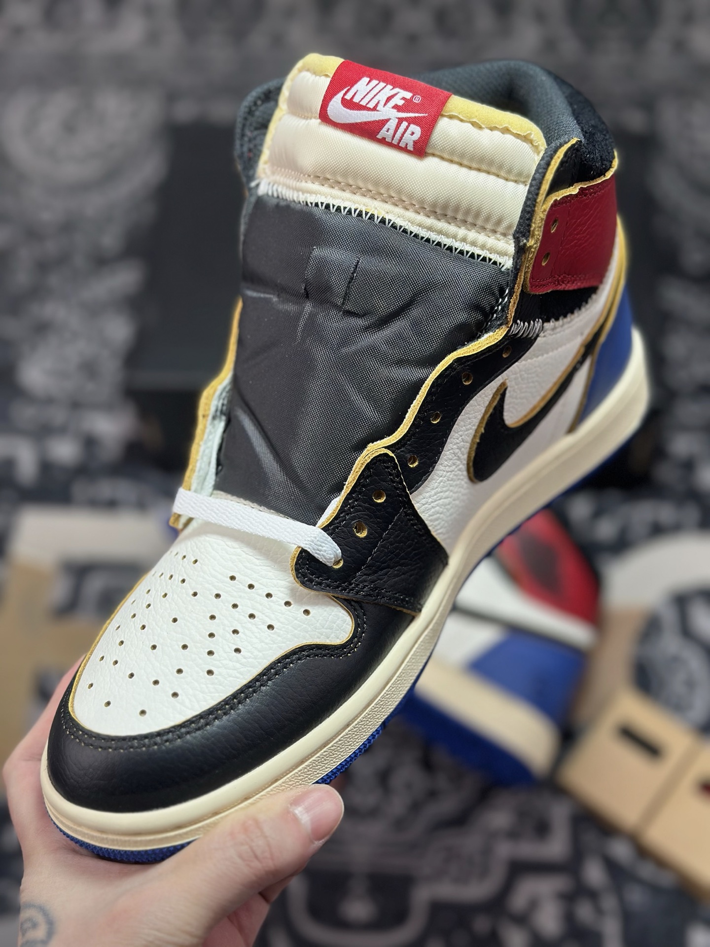 优选 原装级别Union LA x Fragment Design x Jordan Air Jordan 1 High 黑白蓝 IO7847-002