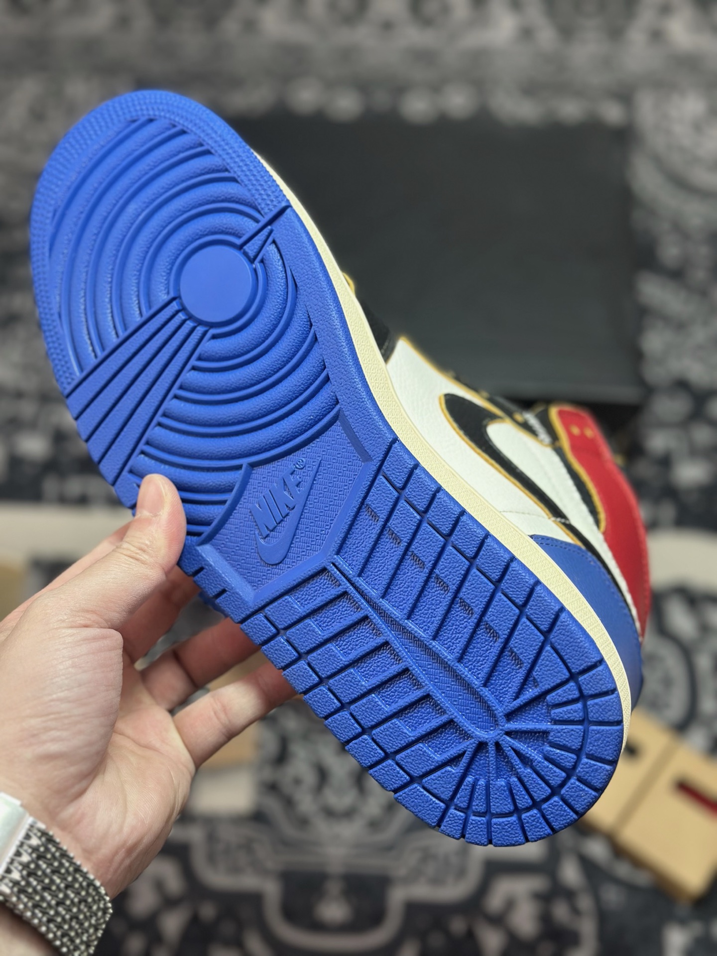 优选 原装级别Union LA x Fragment Design x Jordan Air Jordan 1 High 黑白蓝 IO7847-002