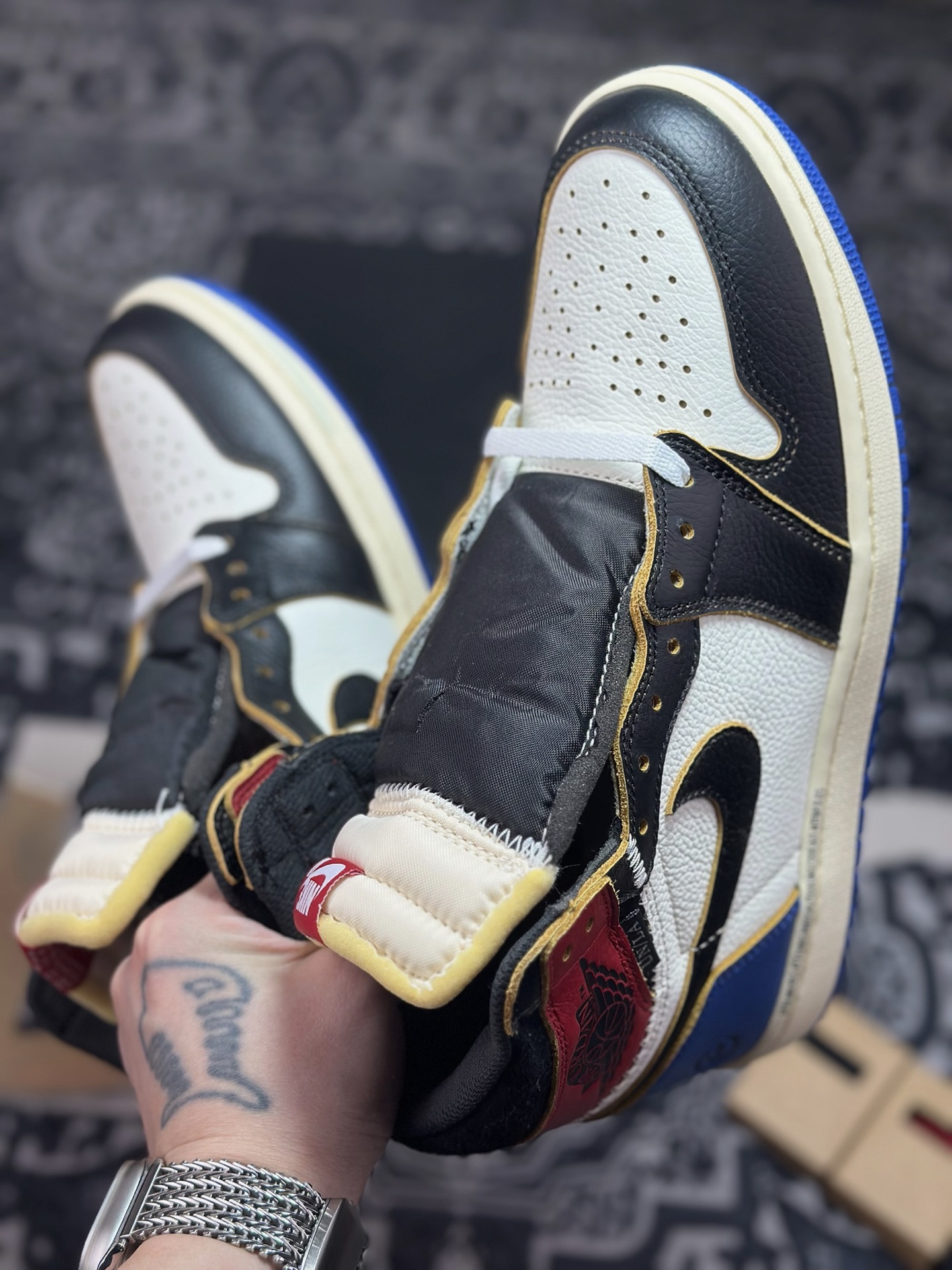优选 原装级别Union LA x Fragment Design x Jordan Air Jordan 1 High 黑白蓝 IO7847-002