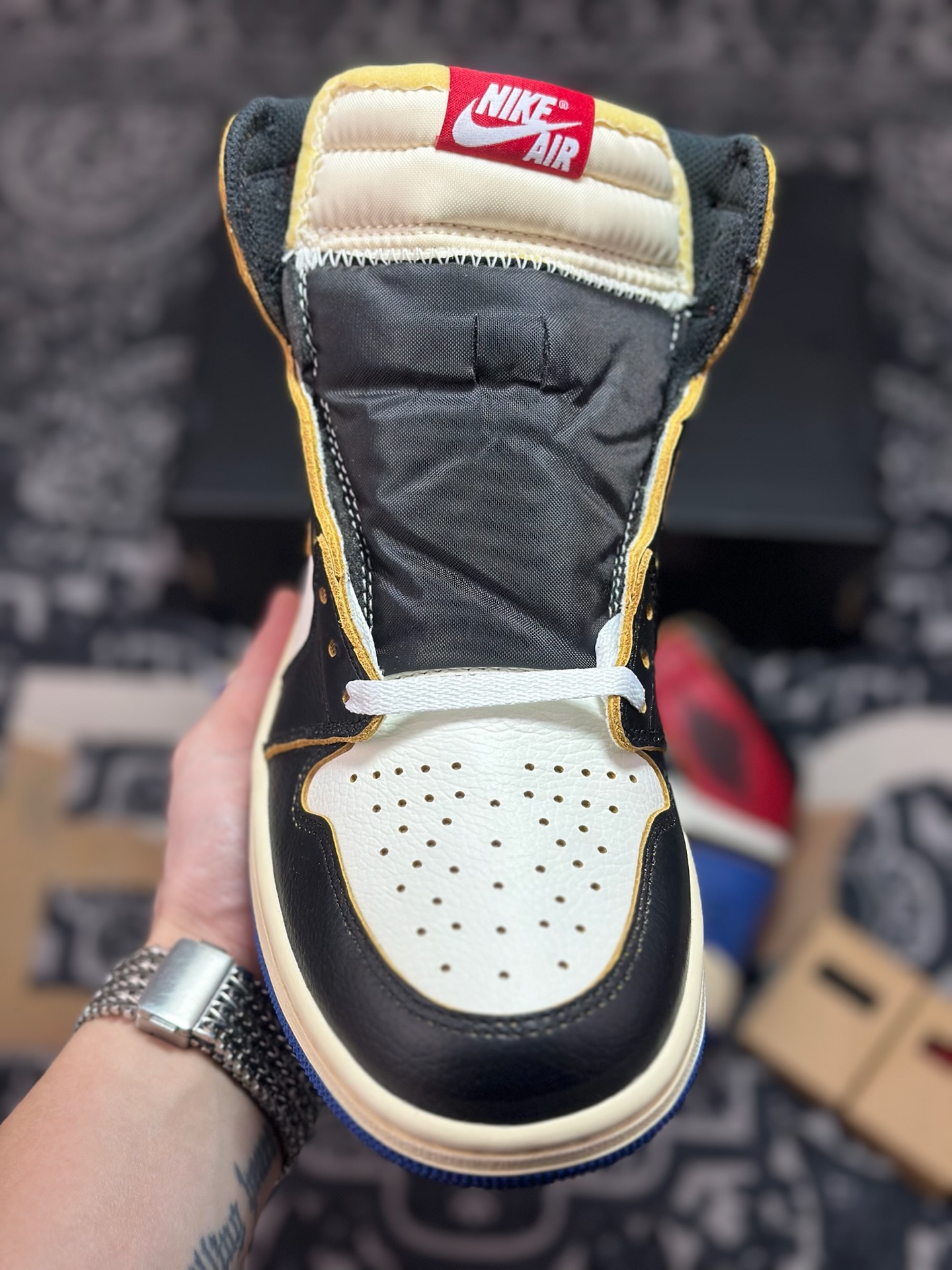 优选 原装级别Union LA x Fragment Design x Jordan Air Jordan 1 High 黑白蓝 IO7847-002