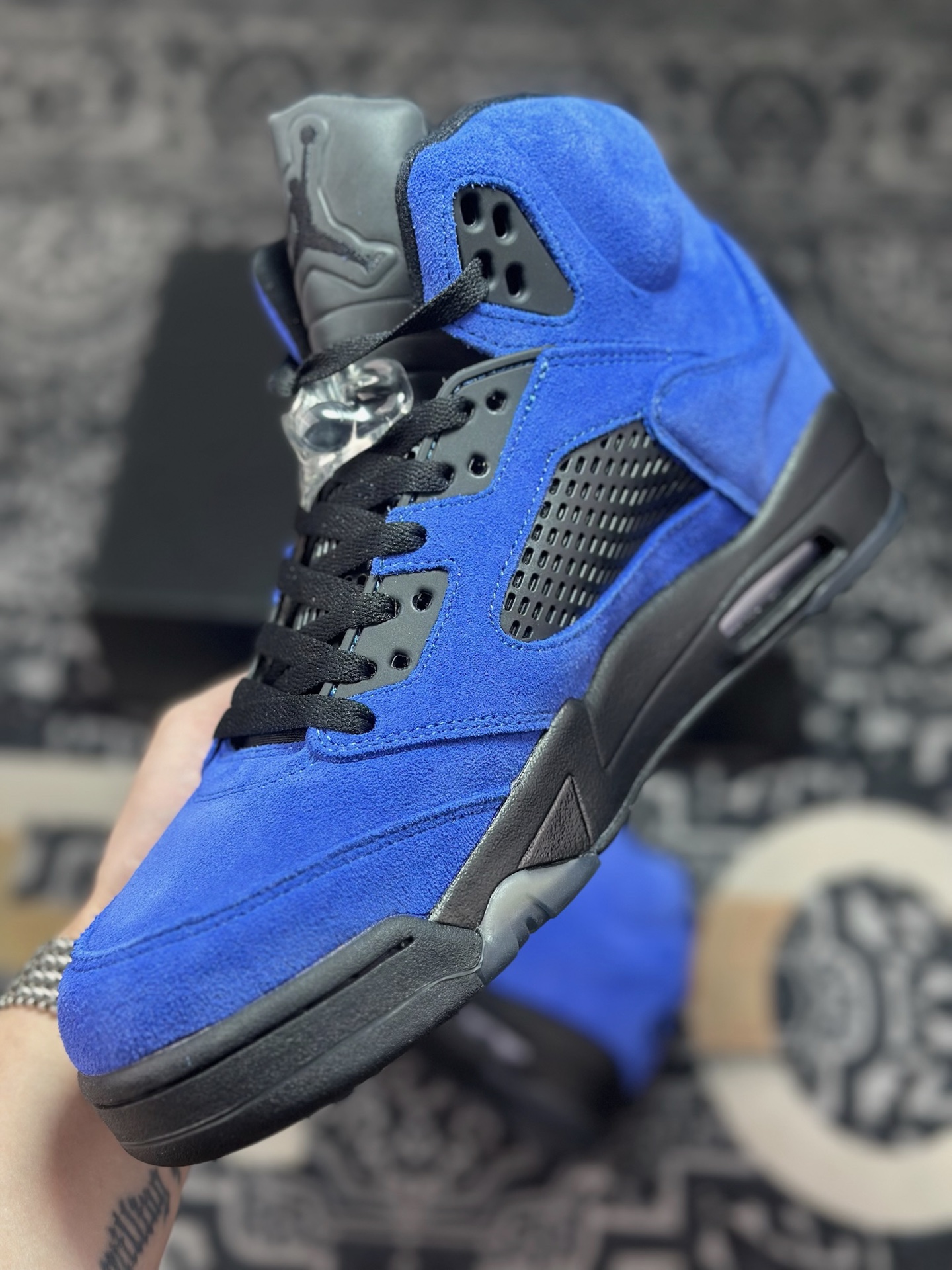 优选 原装级别 Jordan Air Jordan 5 减震防滑 高帮 复古篮球鞋 蓝麂皮 DD0587-400