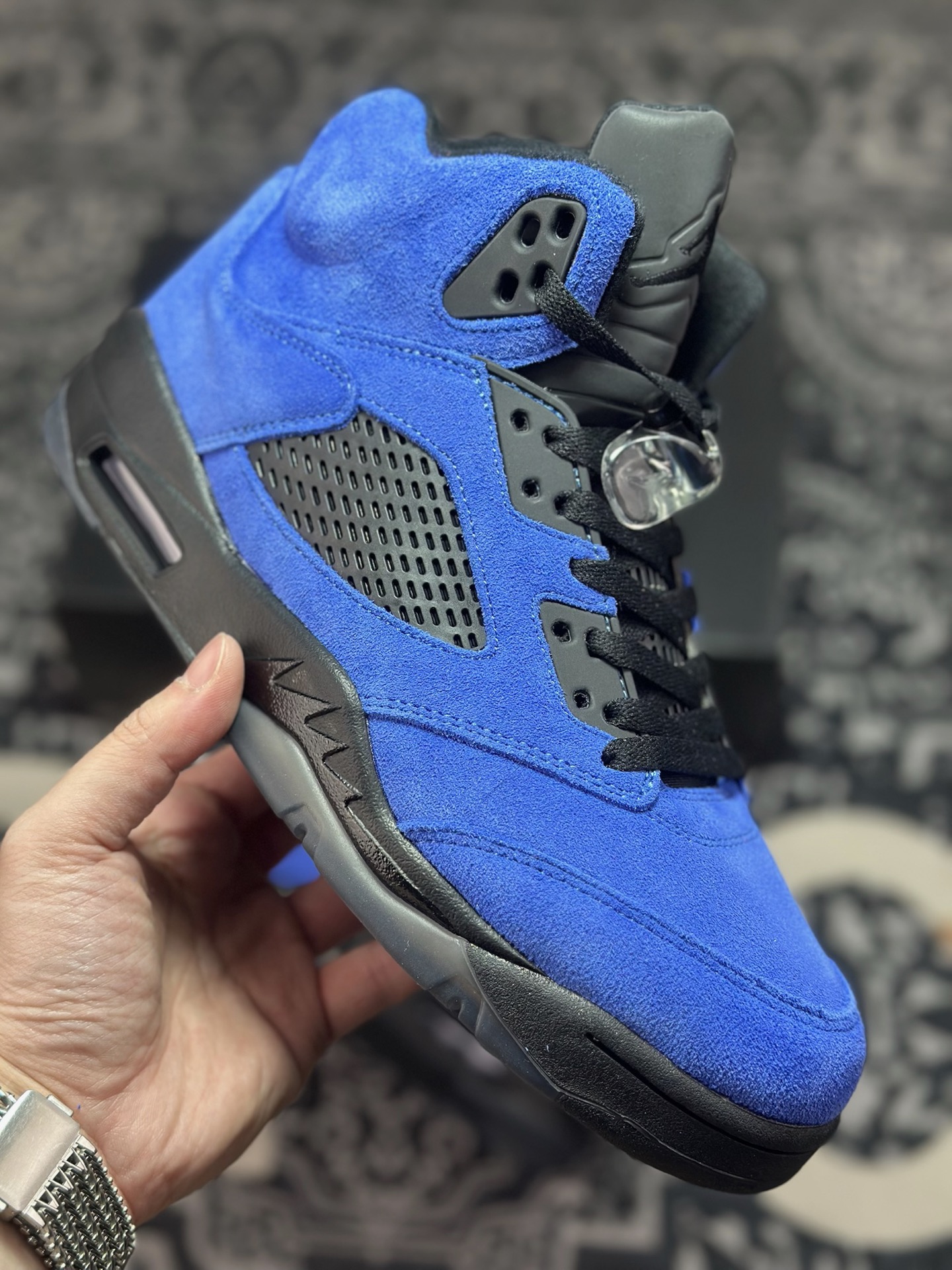 优选 原装级别 Jordan Air Jordan 5 减震防滑 高帮 复古篮球鞋 蓝麂皮 DD0587-400