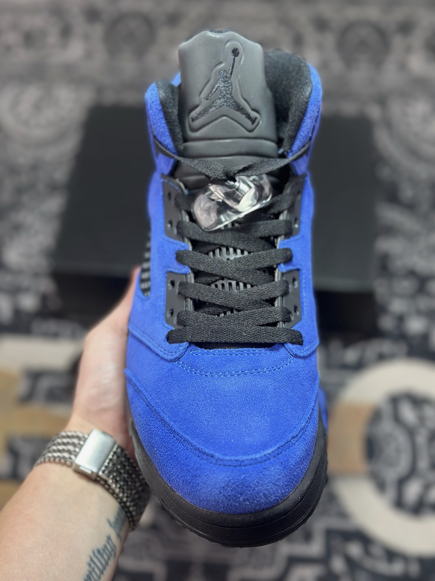 优选 原装级别 Jordan Air Jordan 5 减震防滑 高帮 复古篮球鞋 蓝麂皮 DD0587-400