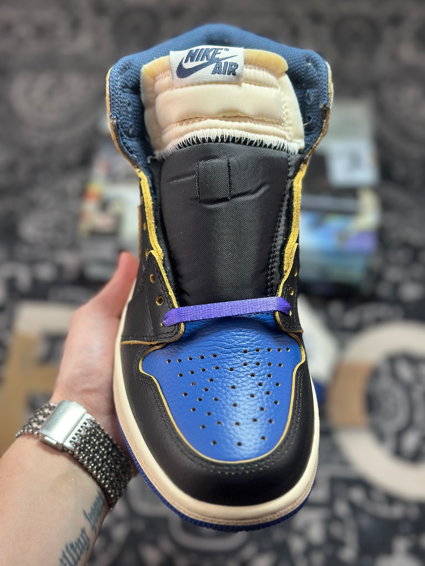 B4280 原装级别 Frgmt x Union x AJ1 High OG SP ”3” AJ1 乔1全新解构皇家蓝 高帮篮球鞋 IO7847-001