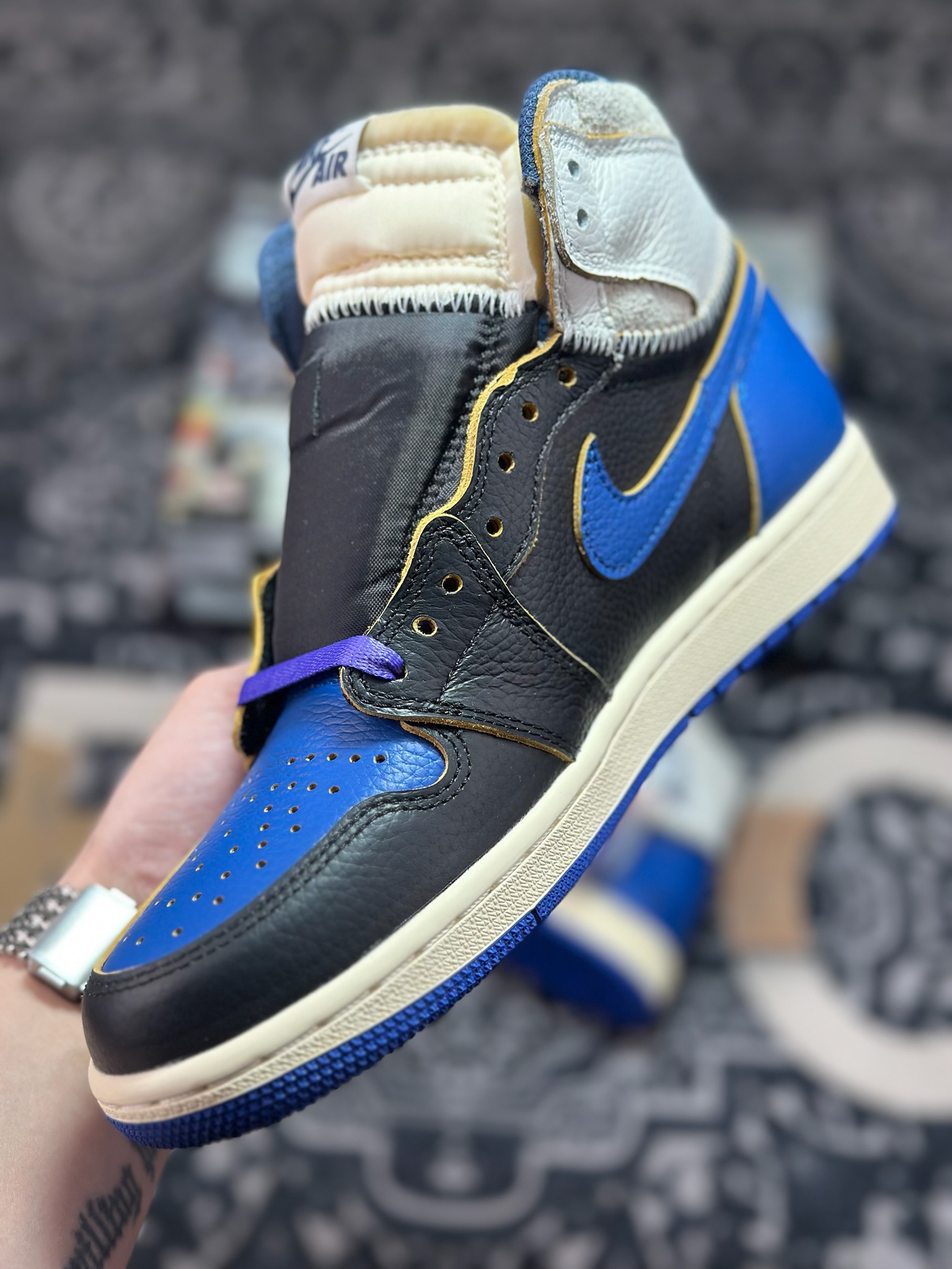 B4280 原装级别 Frgmt x Union x AJ1 High OG SP ”3” AJ1 乔1全新解构皇家蓝 高帮篮球鞋 IO7847-001