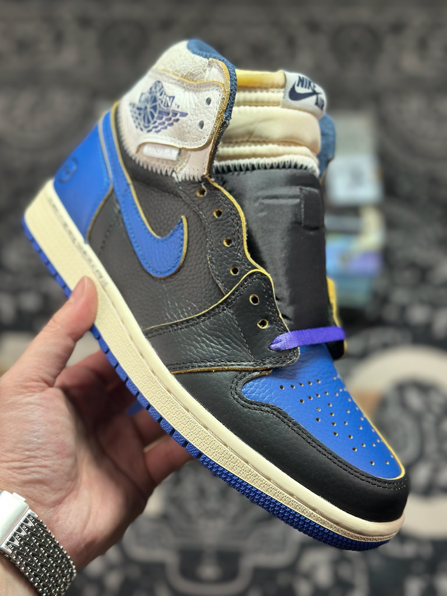 B4280 原装级别 Frgmt x Union x AJ1 High OG SP ”3” AJ1 乔1全新解构皇家蓝 高帮篮球鞋 IO7847-001