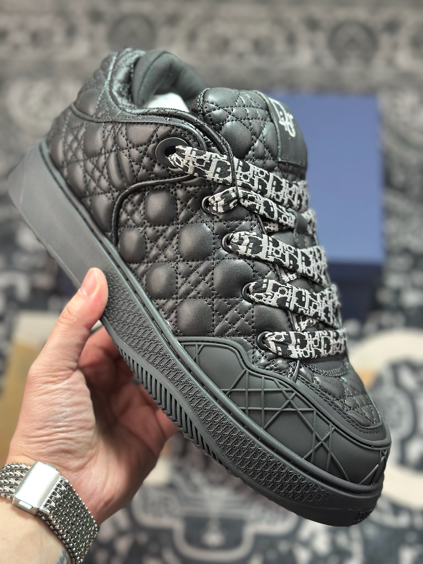 D7530 优选 原装级别 外贸版本 ERL x DIOR迪奥 B9S 皮革 藤格纹 花卉图案刺绣 时尚板鞋