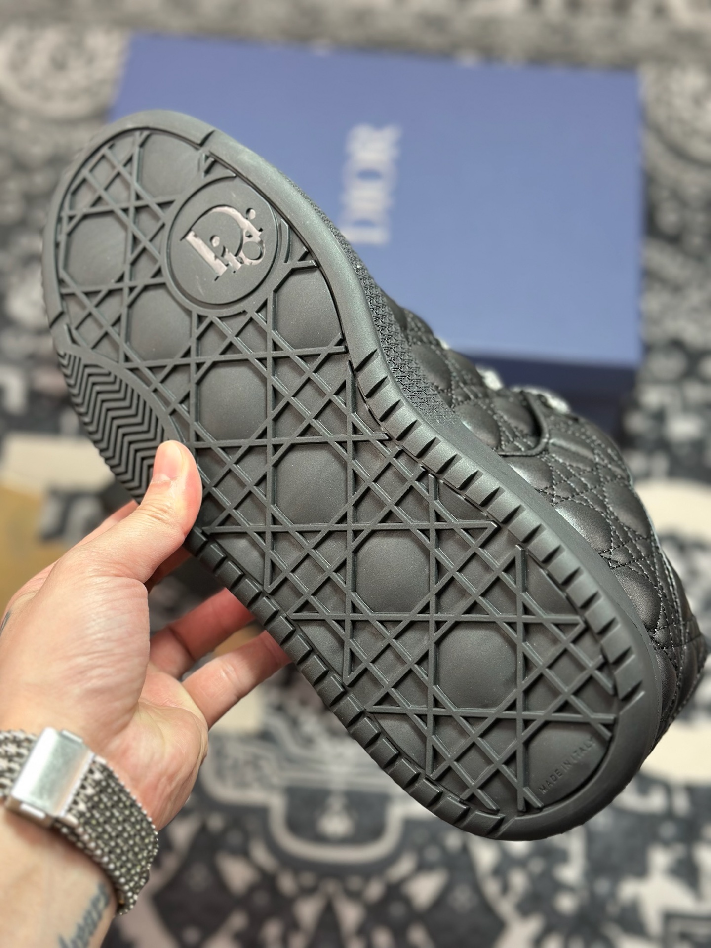 D7530 优选 原装级别 外贸版本 ERL x DIOR迪奥 B9S 皮革 藤格纹 花卉图案刺绣 时尚板鞋