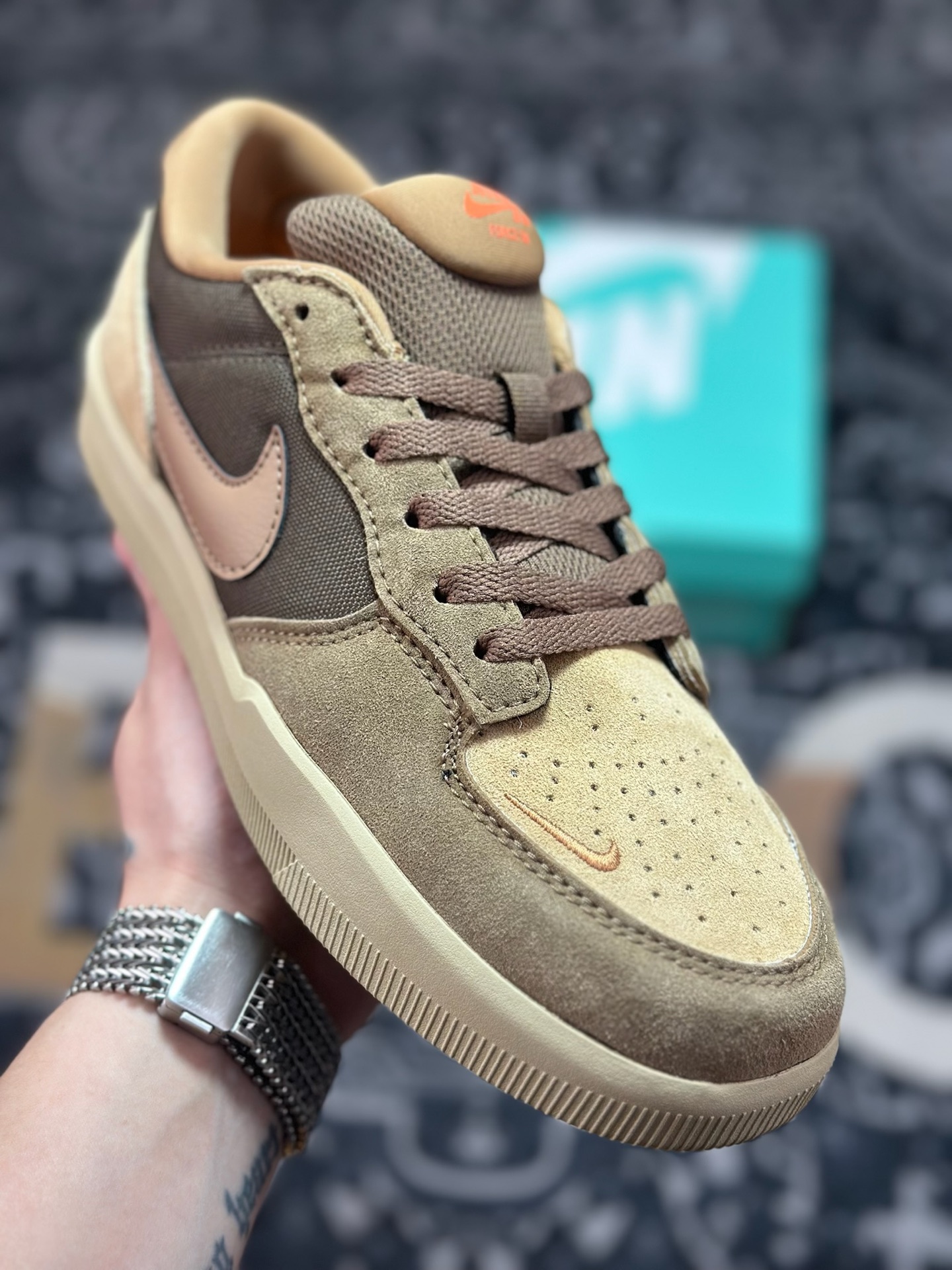 原厂级别 NK SB Force 58 棕色 复古胶底低帮街头运动滑板鞋 DV5477-201