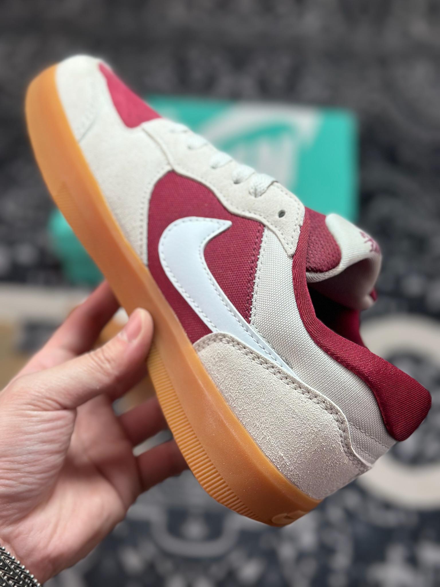 原厂级别 NK SB Force 58 灰红 复古胶底低帮街头运动滑板鞋 DV5477-601