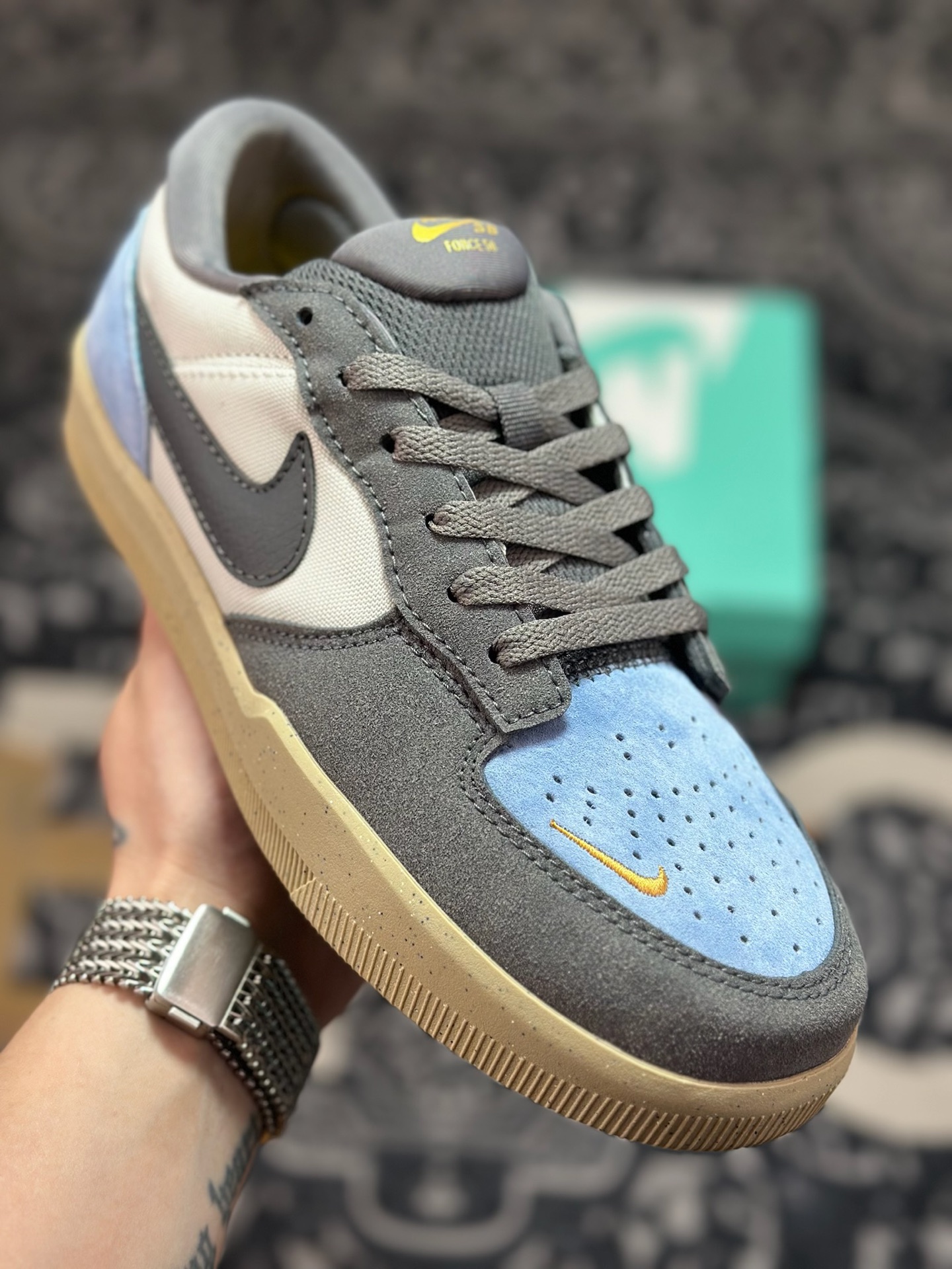 原厂级别 NK SB Force 58 蓝棕色 复古胶底低帮街头运动滑板鞋 DV5477-102