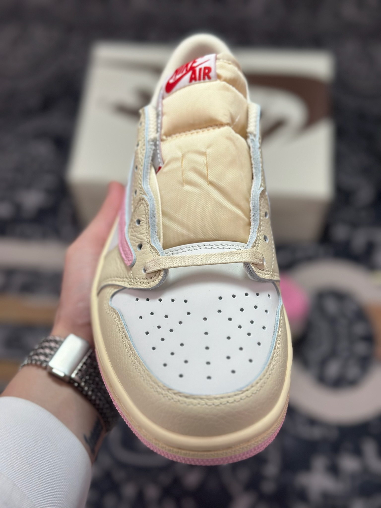 B0240 原装级别 Fragment x TS x Air Jordan 1 Low 三方联名低帮倒钩板鞋 IQ7604-101