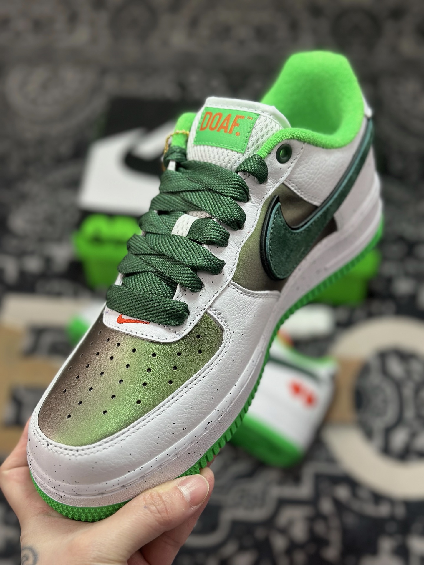 优选 原装级别 Nike x DOAF Air Force 1 Egg or Duck 白绿色 IU7613-100-Top High Quatity Cheap Sneakers Fashion Clothing Clothes Bags handbags Shoes of all Brand wholesale With The best Quality And Beautiful Price from China Factory Chinese suppliers wholesaler seller 优选 原装级别 Nike x DOAF Air Force 1 Egg or Duck 白绿色 IU7613-100