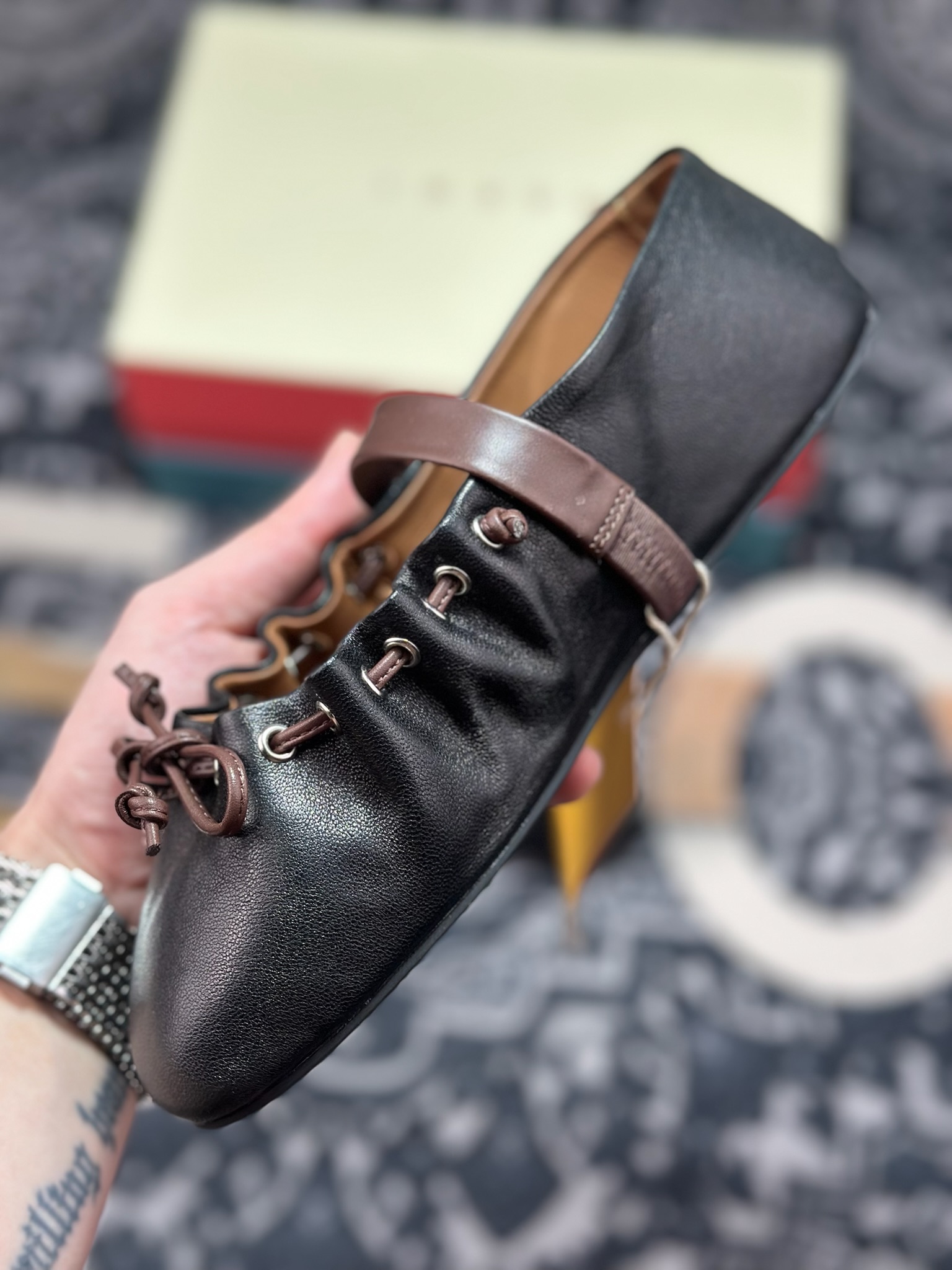 B6300 原装级别 2026春夏新款 | MARNI玛尼26Fw 褶皱蝴蝶结芭蕾舞鞋平底玛丽珍单鞋