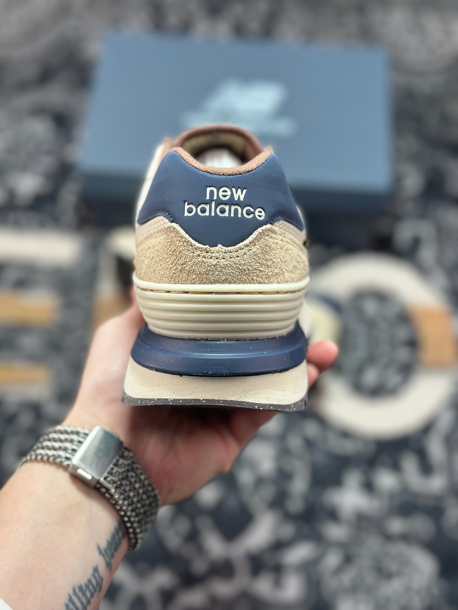 原装级别 New Balance NB574 米蓝色 低帮复古休闲慢跑鞋 U574LGMO