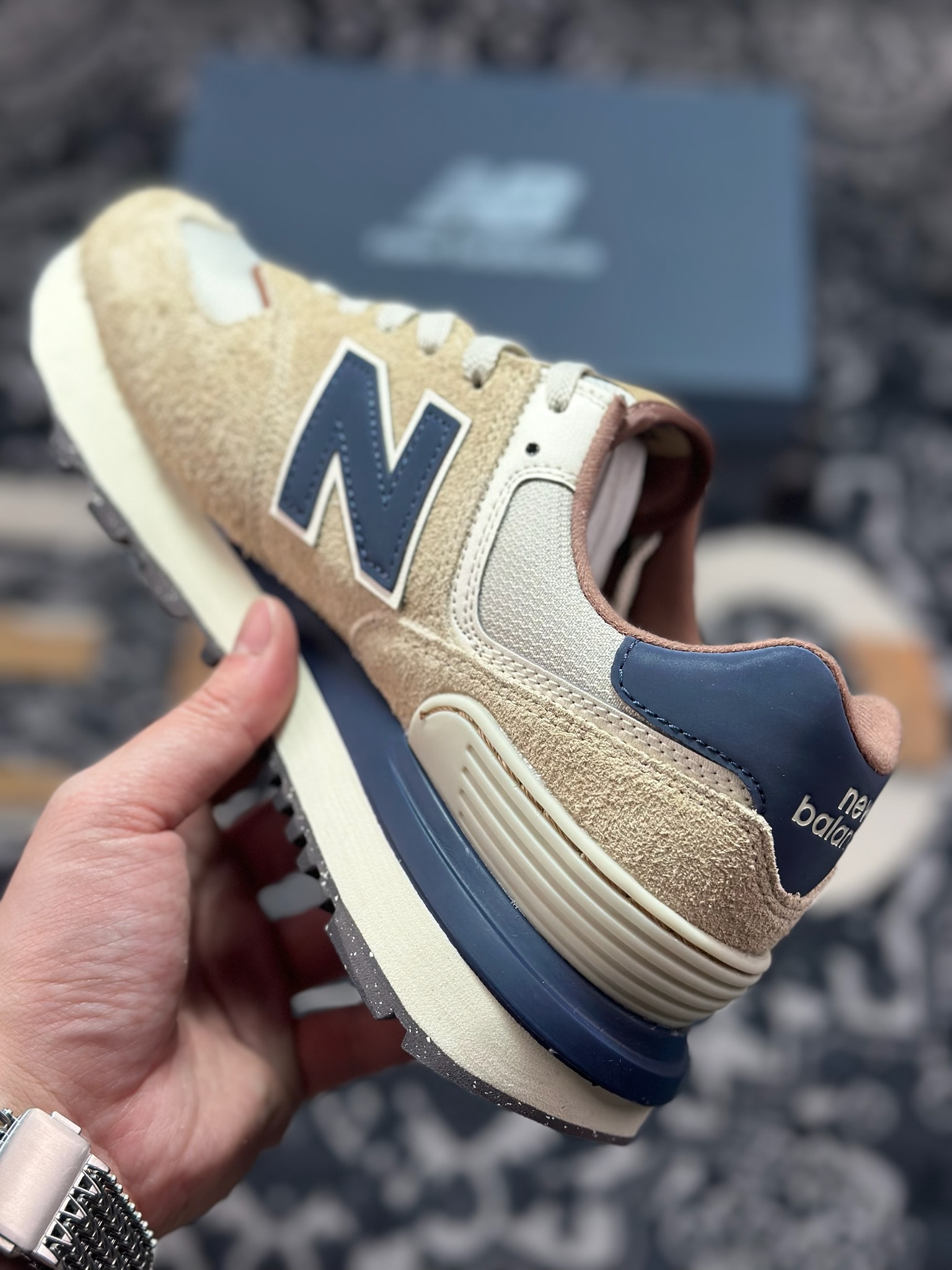 原装级别 New Balance NB574 米蓝色 低帮复古休闲慢跑鞋 U574LGMO