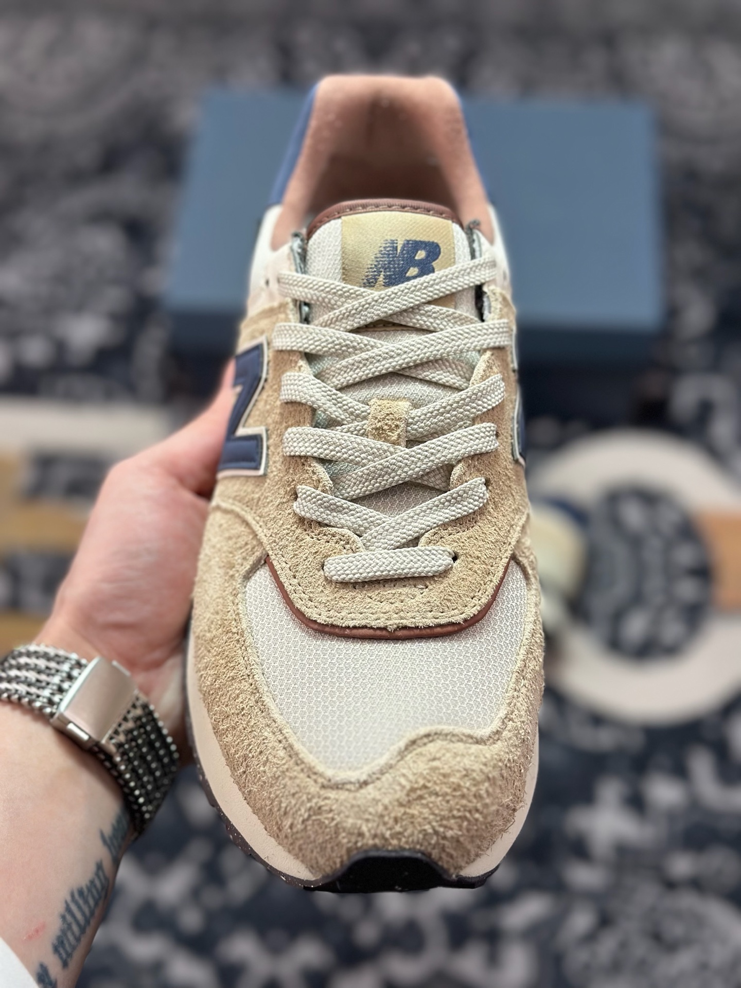 原装级别 New Balance NB574 米蓝色 低帮复古休闲慢跑鞋 U574LGMO