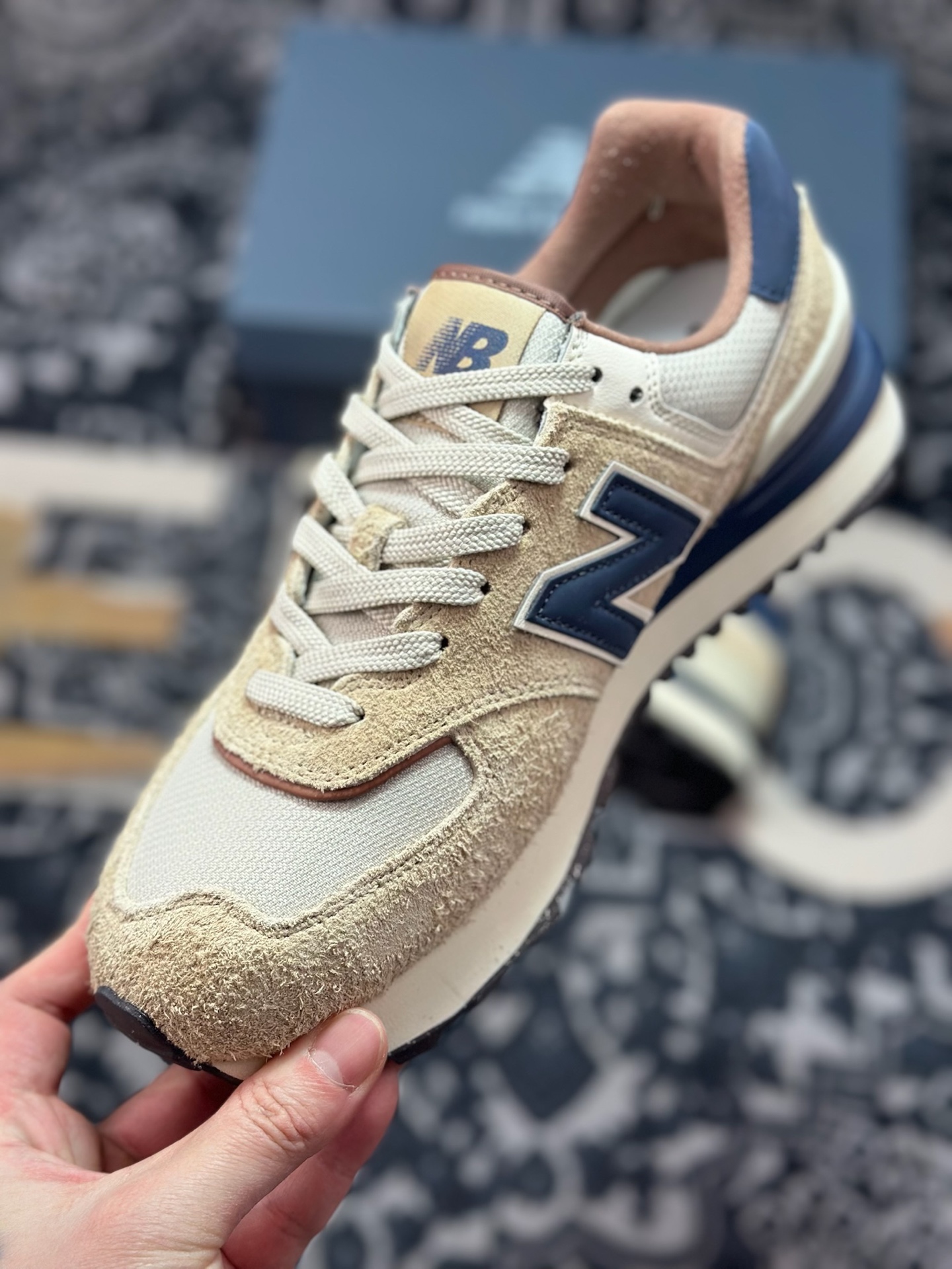 原装级别 New Balance NB574 米蓝色 低帮复古休闲慢跑鞋 U574LGMO