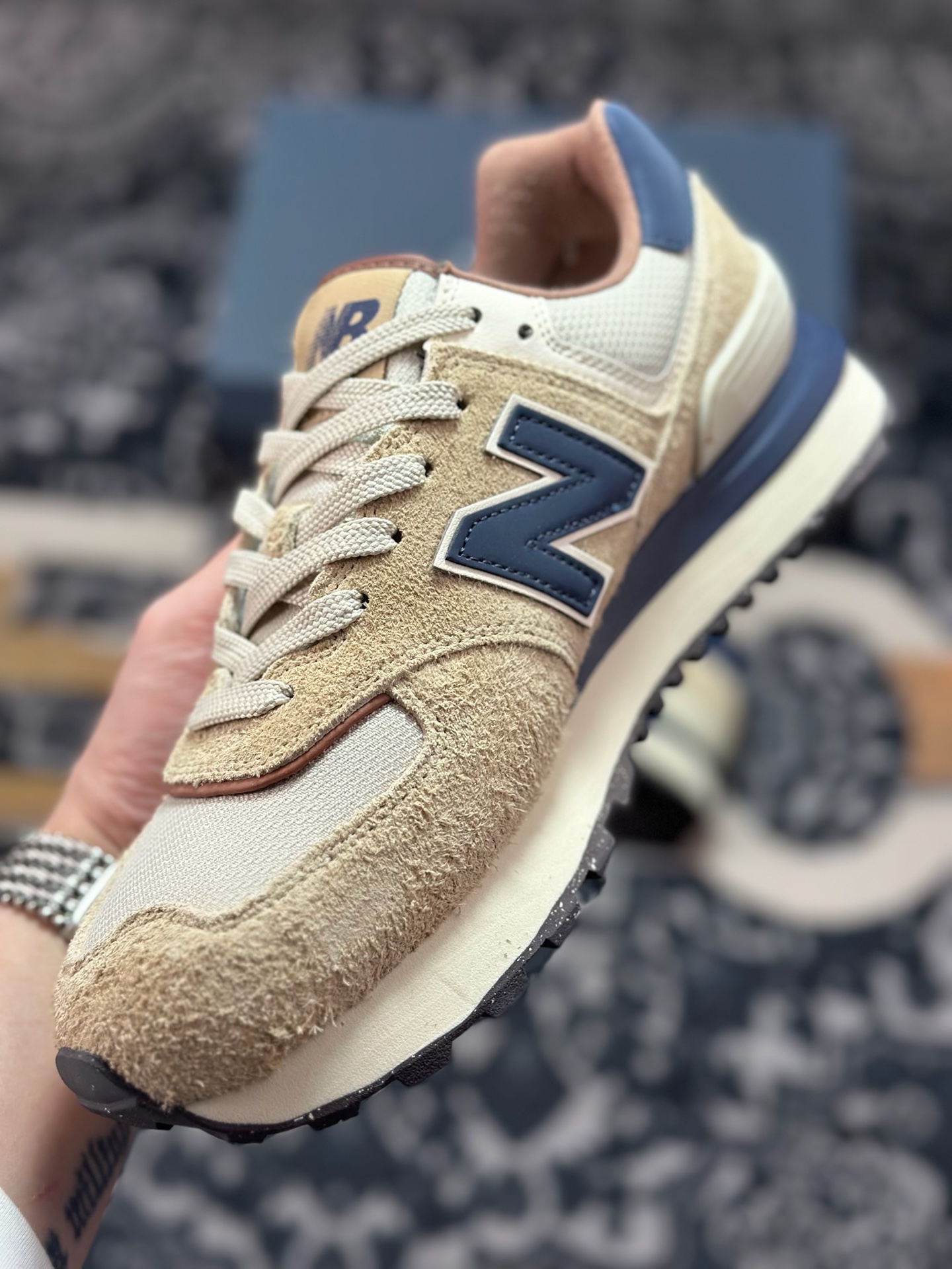 原装级别 New Balance NB574 米蓝色 低帮复古休闲慢跑鞋 U574LGMO