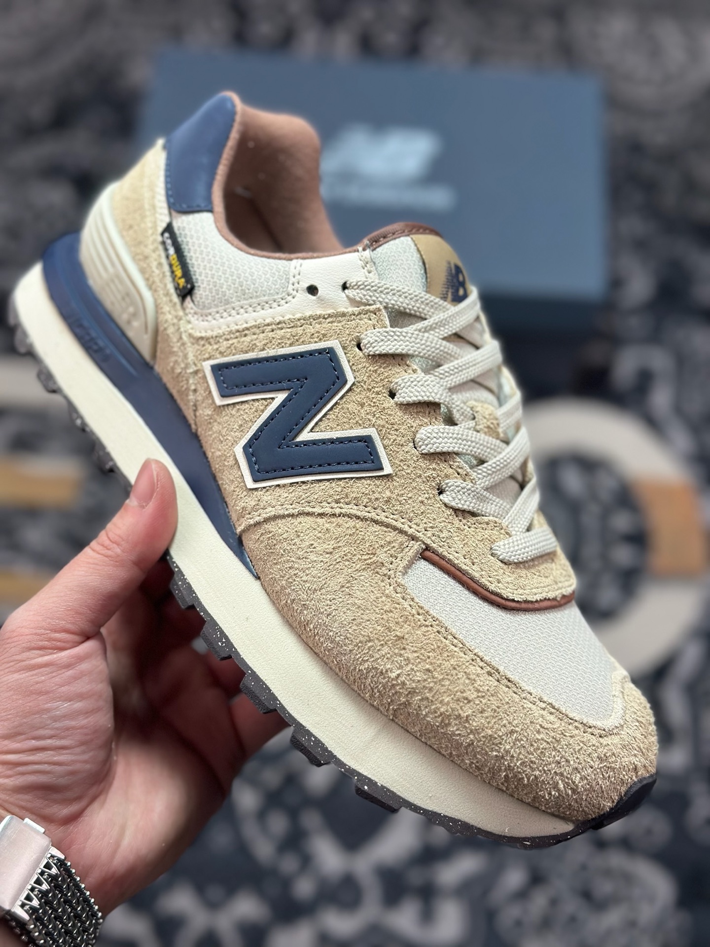 原装级别 New Balance NB574 米蓝色 低帮复古休闲慢跑鞋 U574LGMO