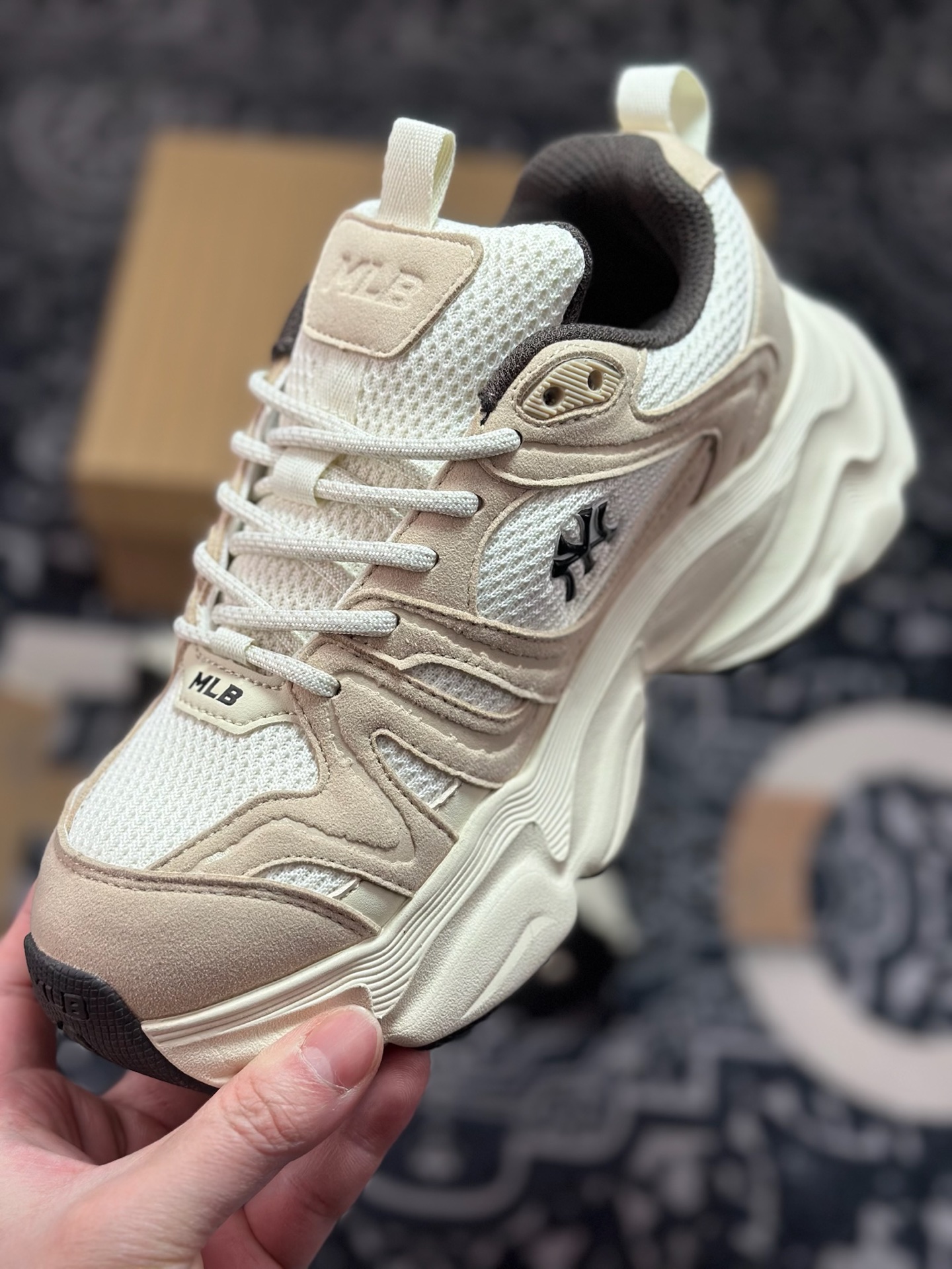 原装级别 MLB Champ Chunky Vintage NB 纽约洋基队 增高厚底休闲跑鞋鞋 3ASHCC05N
