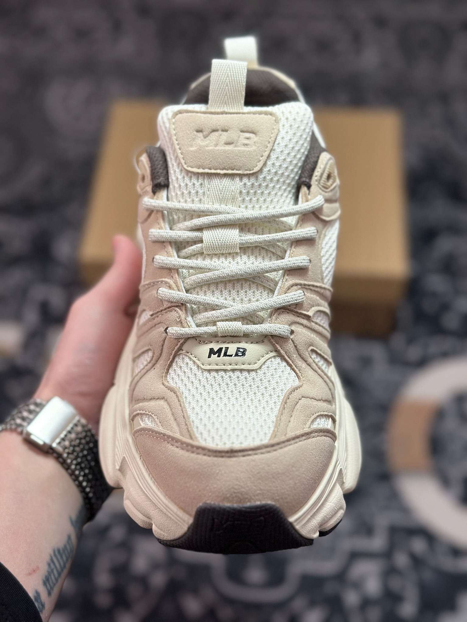 原装级别 MLB Champ Chunky Vintage NB 纽约洋基队 增高厚底休闲跑鞋鞋 3ASHCC05N