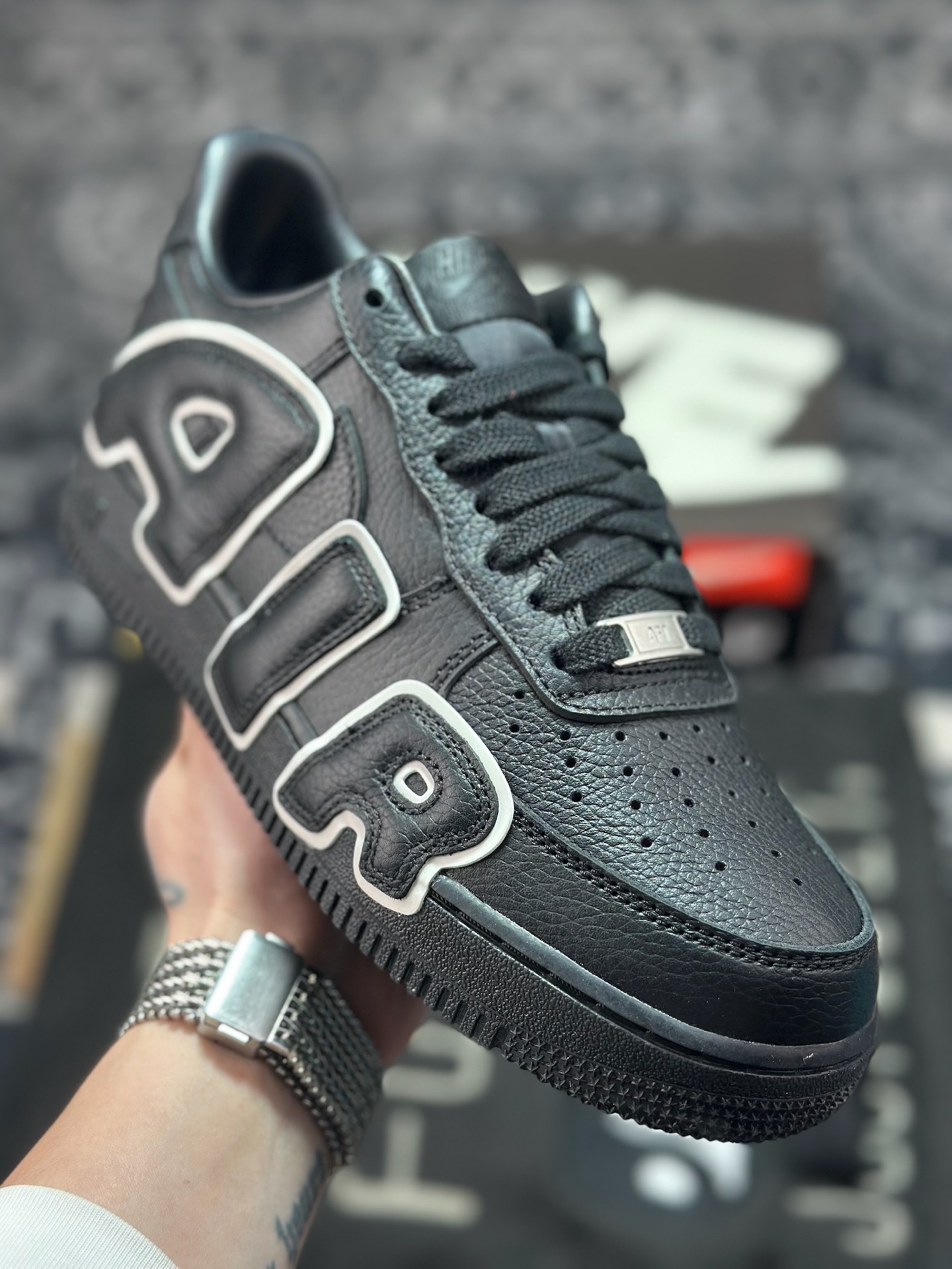 优选 原装级别 联名潮流品牌/唐人街跳蚤市场Cactus Plant Flea Market/CPFM x Nike Air Force 1 07 Low”Black White”空军一号系列低帮经典百搭休闲运动板鞋“联名黑白大补丁字母”HJ8463-001