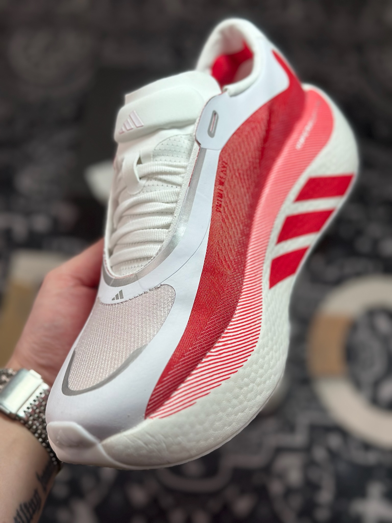 原装级别 AD Hyper Boost Edge M 白红 马拉松轻量竞速运动跑鞋 KI1913