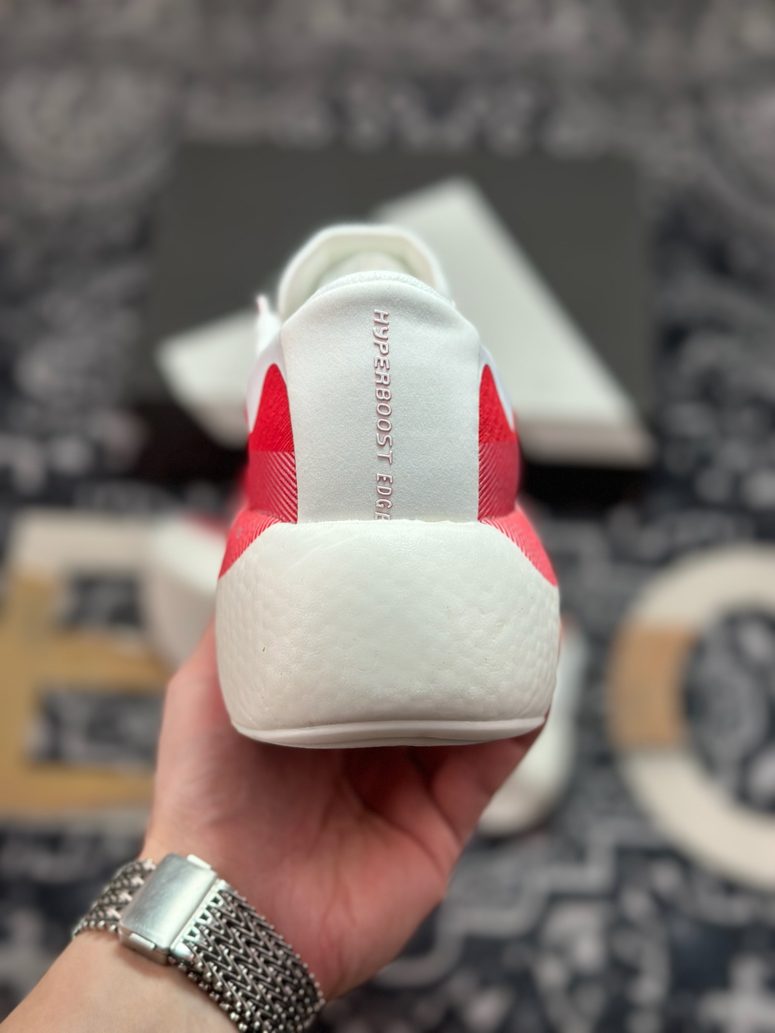 原装级别 AD Hyper Boost Edge M 白红 马拉松轻量竞速运动跑鞋 KI1913