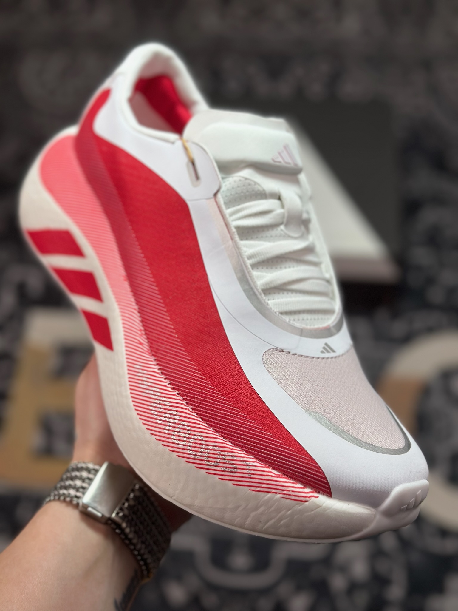 原装级别 AD Hyper Boost Edge M 白红 马拉松轻量竞速运动跑鞋 KI1913